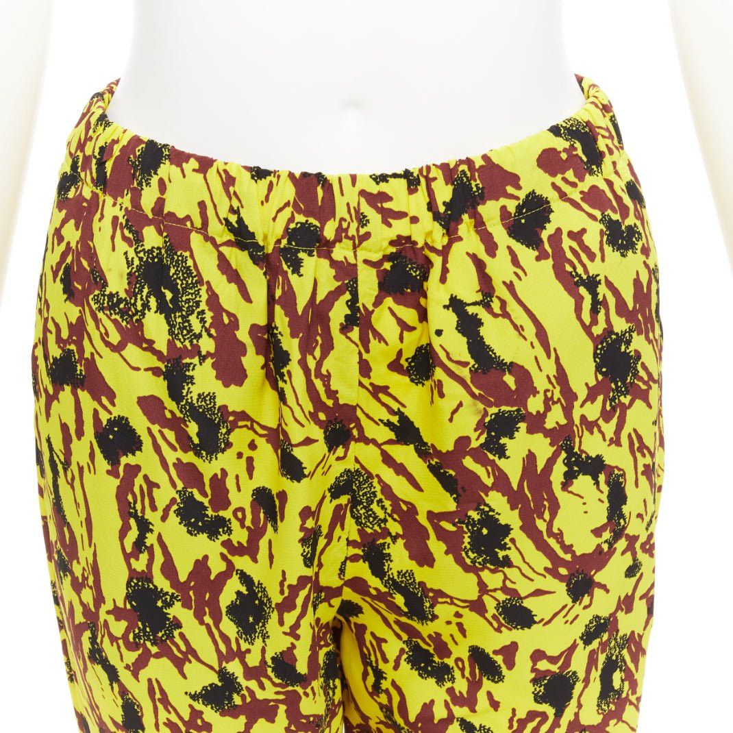 Marni MARNI yellow burgundy black abstract print drop crotch tapered pants IT40 S Size 27" / US 4 / IT 40 - 7 Thumbnail