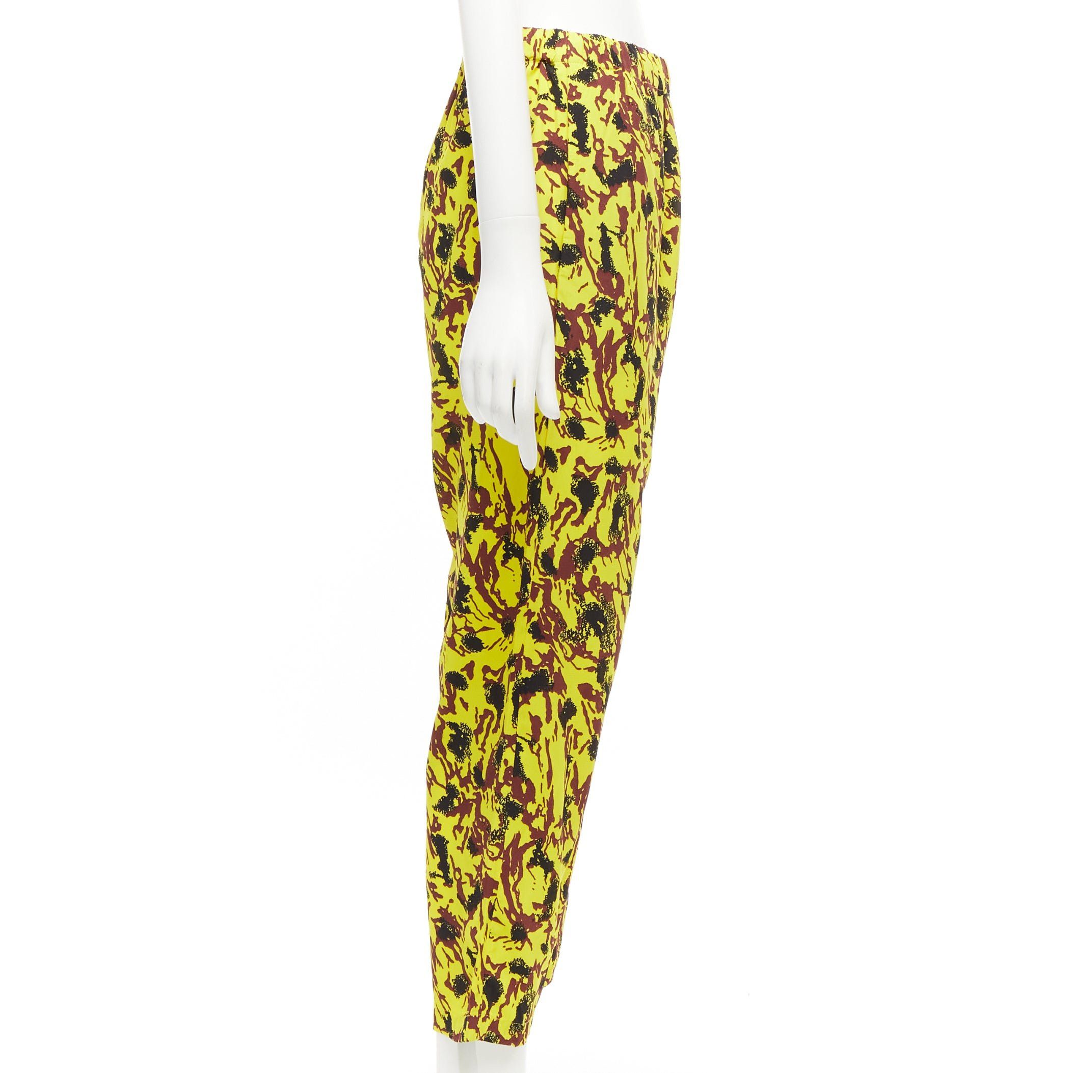 Marni MARNI yellow burgundy black abstract print drop crotch tapered pants IT40 S Size 27" / US 4 / IT 40 - 3 Thumbnail