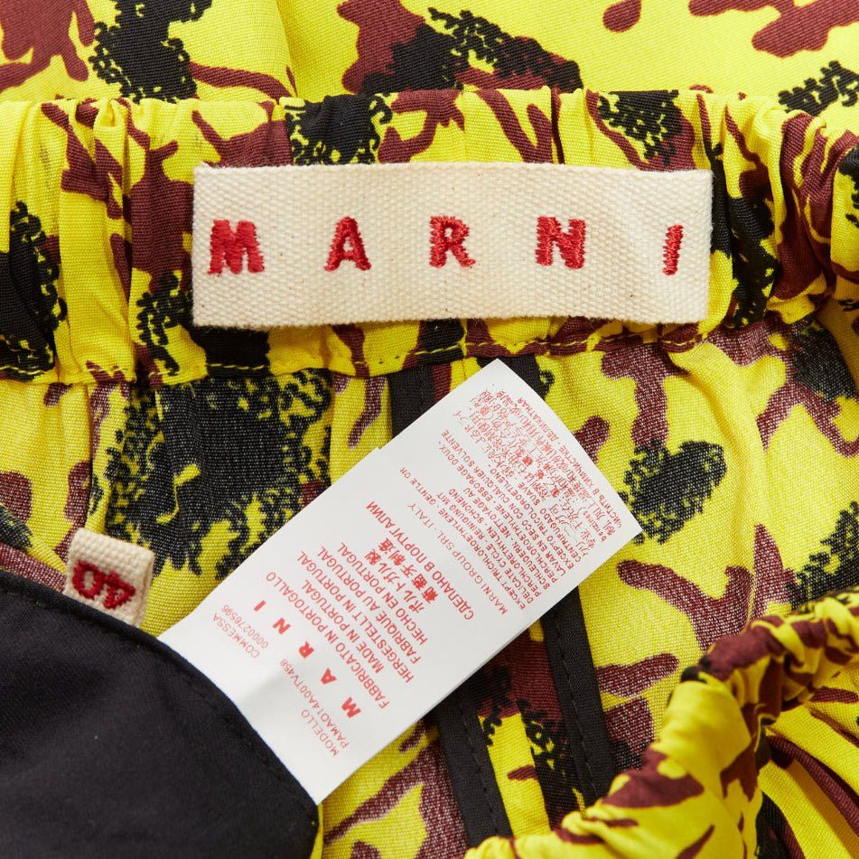 Marni MARNI yellow burgundy black abstract print drop crotch tapered pants IT40 S Size 27" / US 4 / IT 40 - 8 Thumbnail