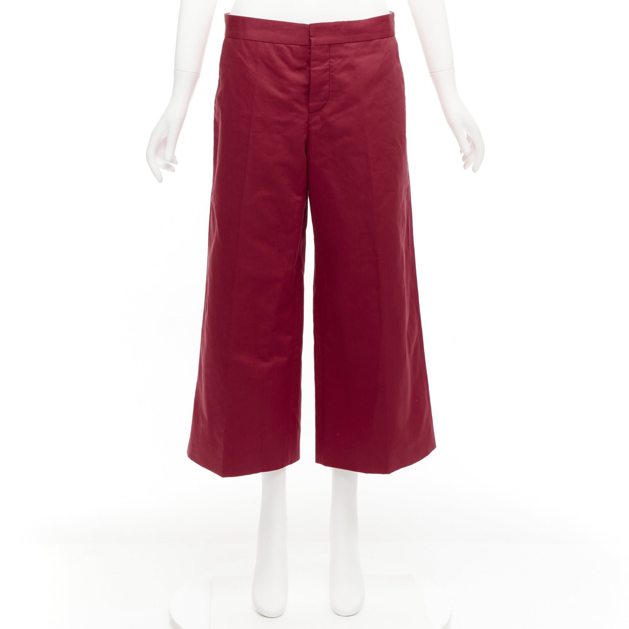 Marni MARNI red cotton linen minimal classic wide cropped pants IT40 S Size 27" / US 4 / IT 40 - 9 Thumbnail