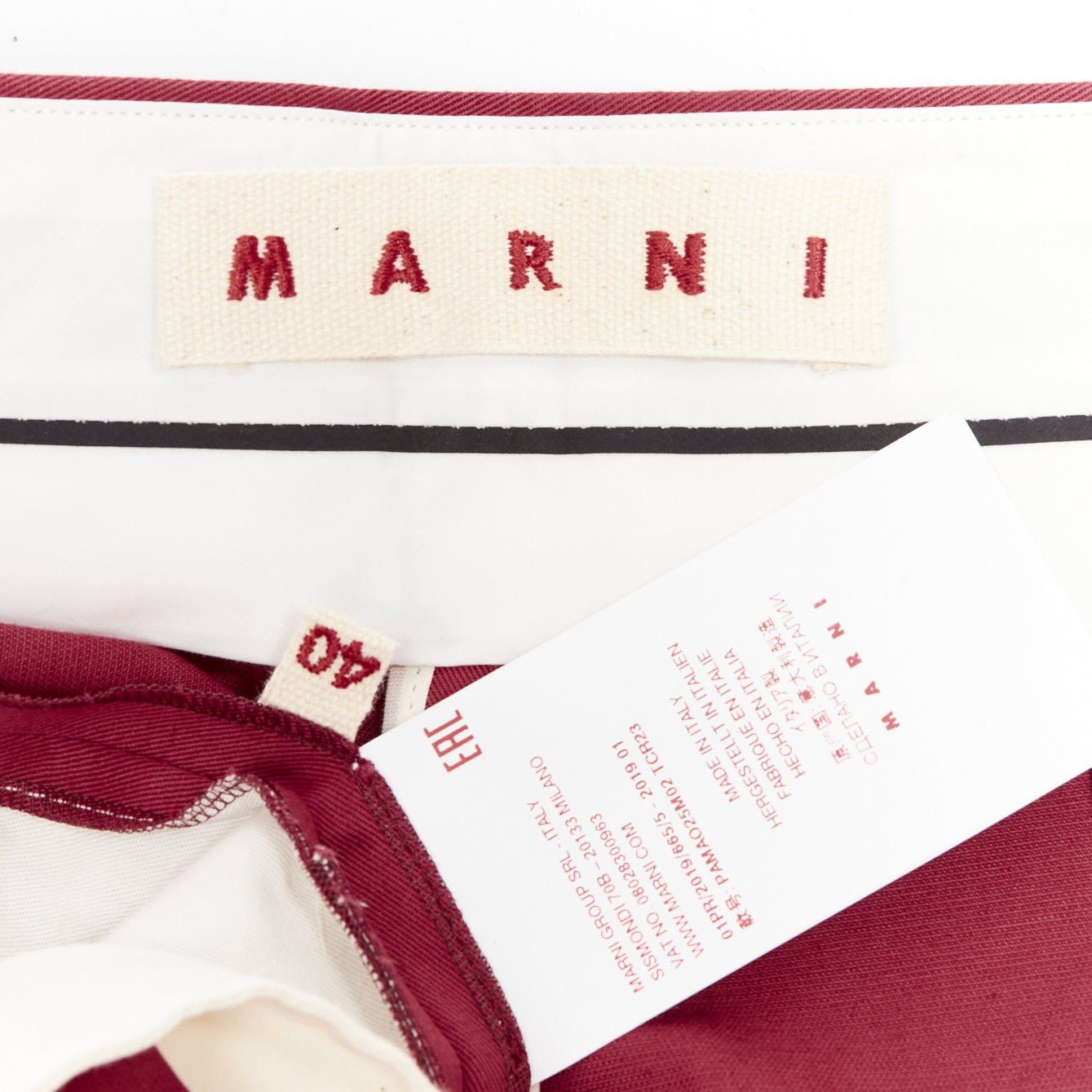 Marni MARNI red cotton linen minimal classic wide cropped pants IT40 S Size 27" / US 4 / IT 40 - 8 Thumbnail
