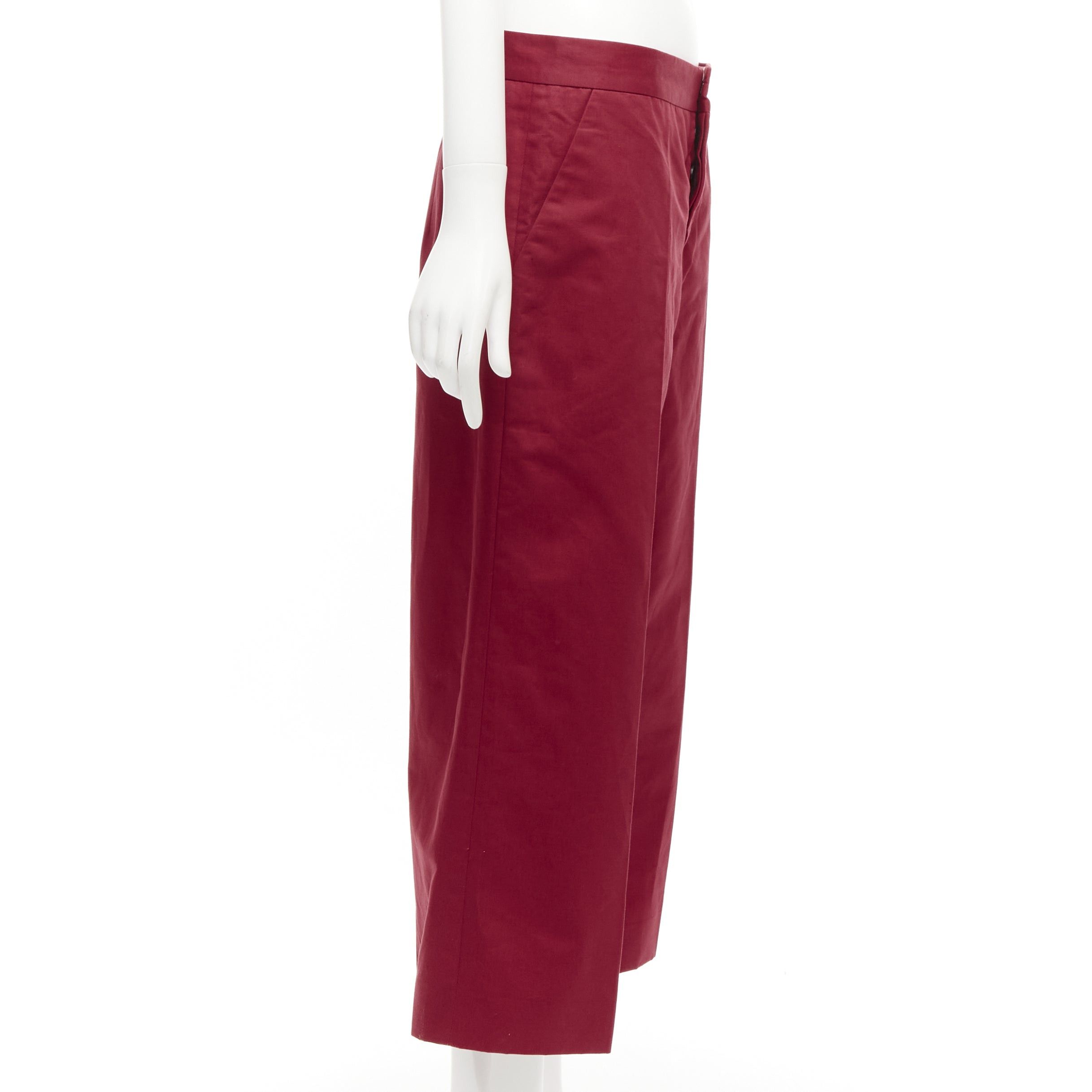 Marni MARNI red cotton linen minimal classic wide cropped pants IT40 S Size 27" / US 4 / IT 40 - 4 Thumbnail