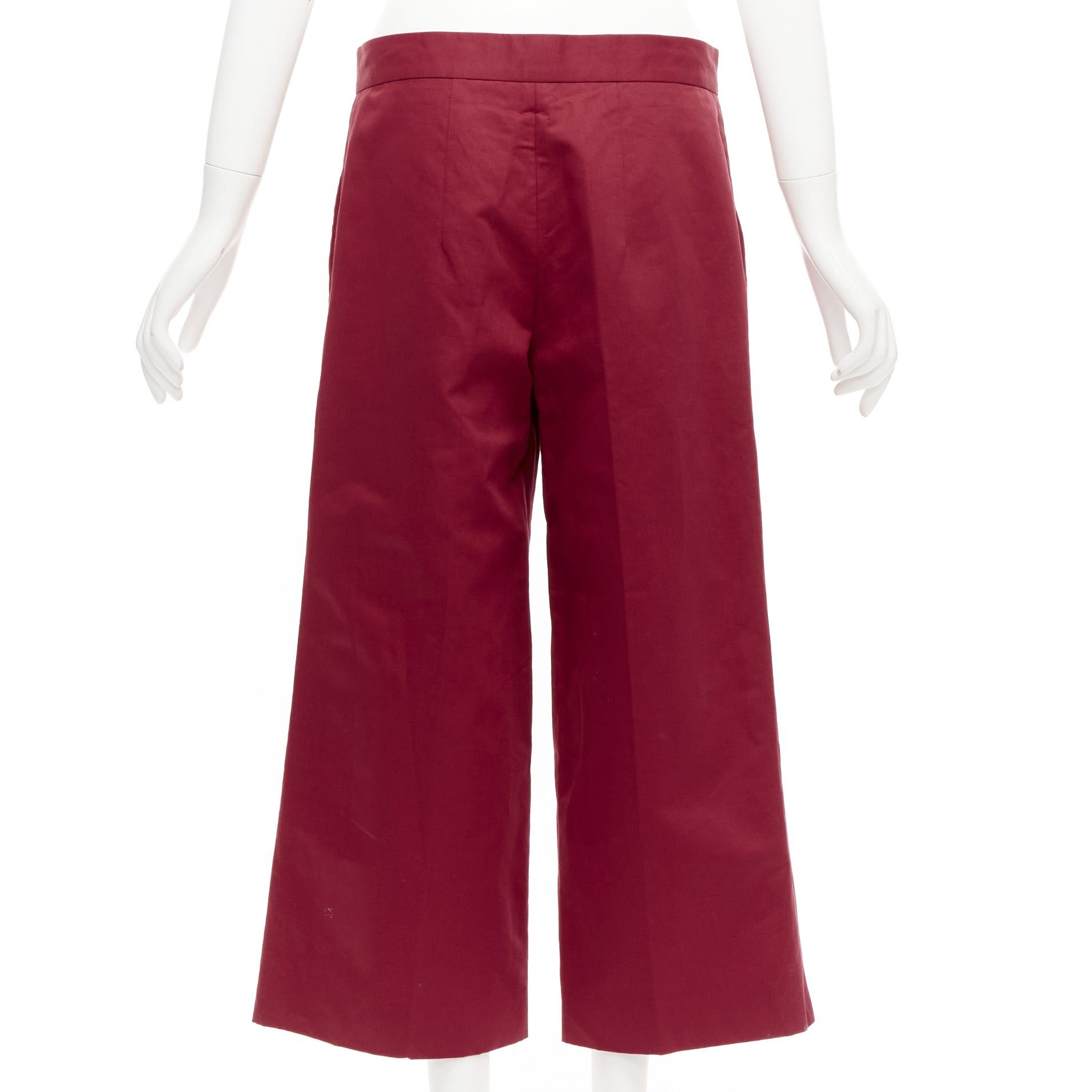 Marni MARNI red cotton linen minimal classic wide cropped pants IT40 S Size 27" / US 4 / IT 40 - 5 Thumbnail