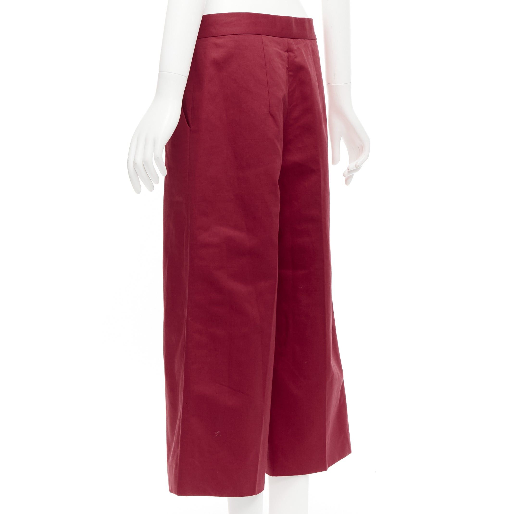 Marni MARNI red cotton linen minimal classic wide cropped pants IT40 S Size 27" / US 4 / IT 40 - 6 Thumbnail
