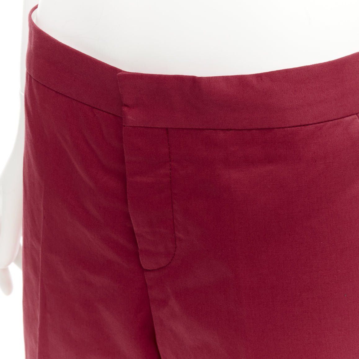 Marni MARNI red cotton linen minimal classic wide cropped pants IT40 S Size 27" / US 4 / IT 40 - 2 Thumbnail