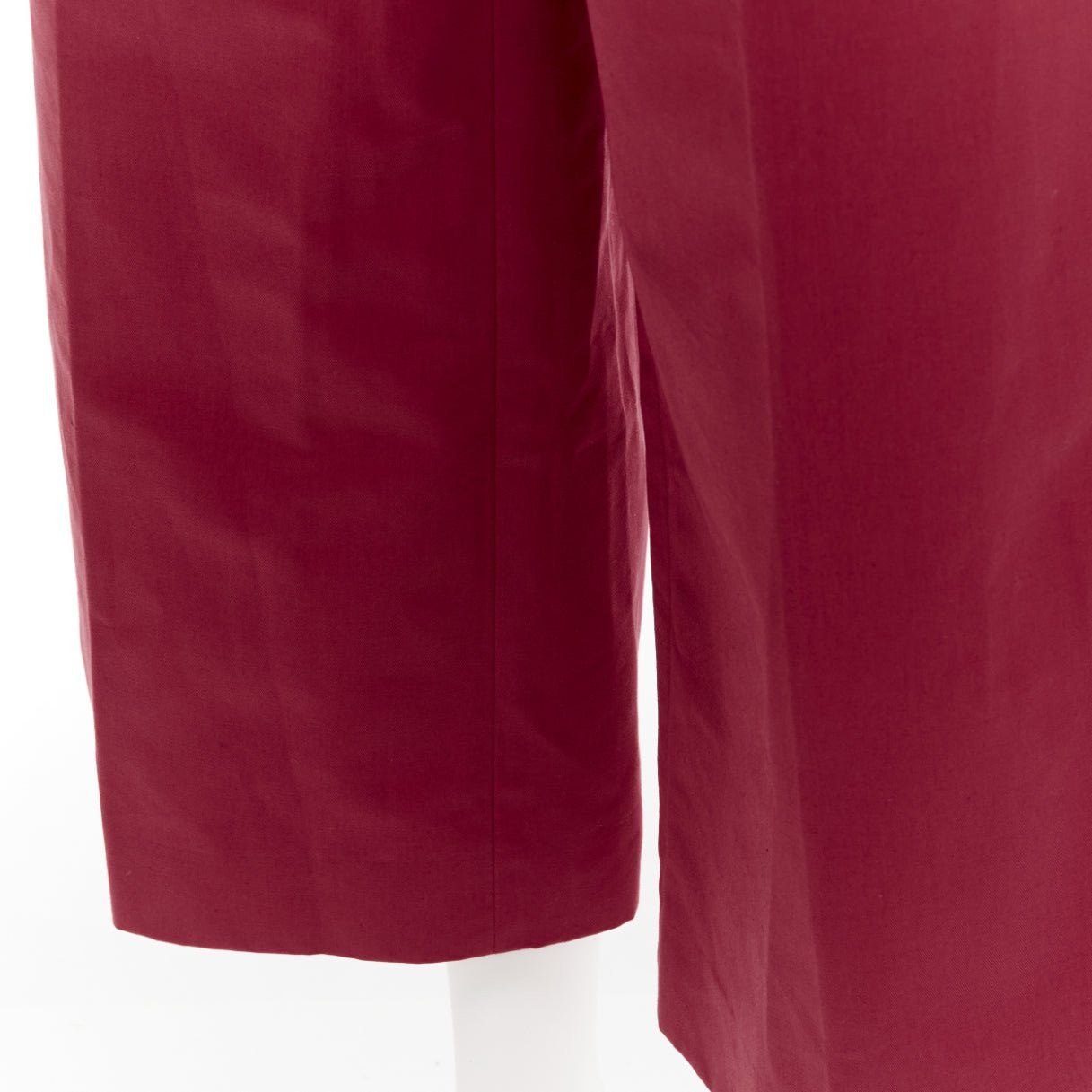 Marni MARNI red cotton linen minimal classic wide cropped pants IT40 S Size 27" / US 4 / IT 40 - 7 Thumbnail
