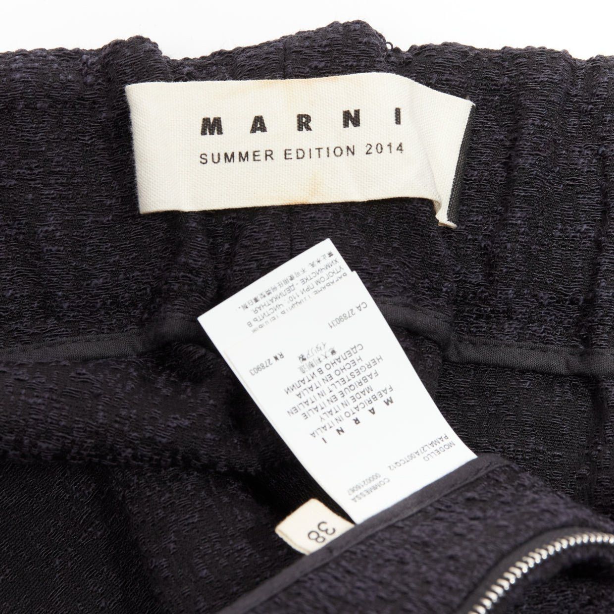 Marni MARNI 2014 black cotton blend jacquard zip front tapered pants IT38 XS Size 26" / US 2 / IT 38 - 8 Thumbnail