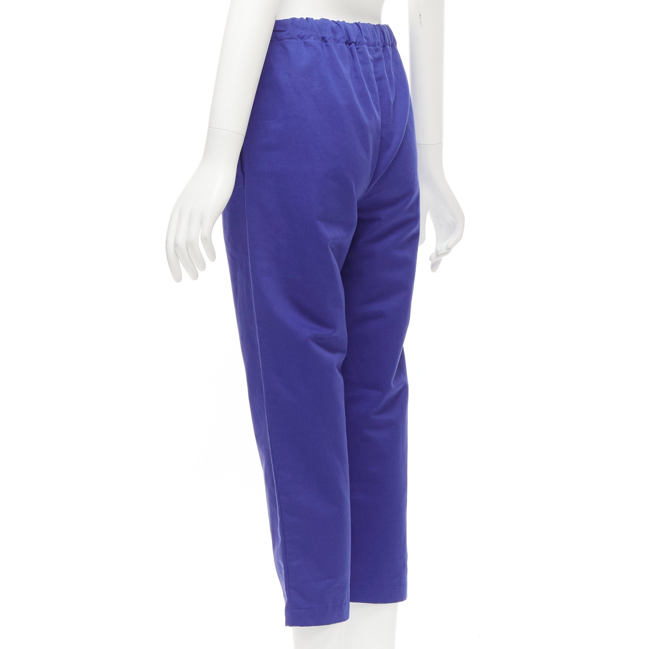 Marni MARNI cobalt blue cotton linen minimalistic drawstring cropped pants Size 27" / US 4 / IT 40 - 6 Thumbnail