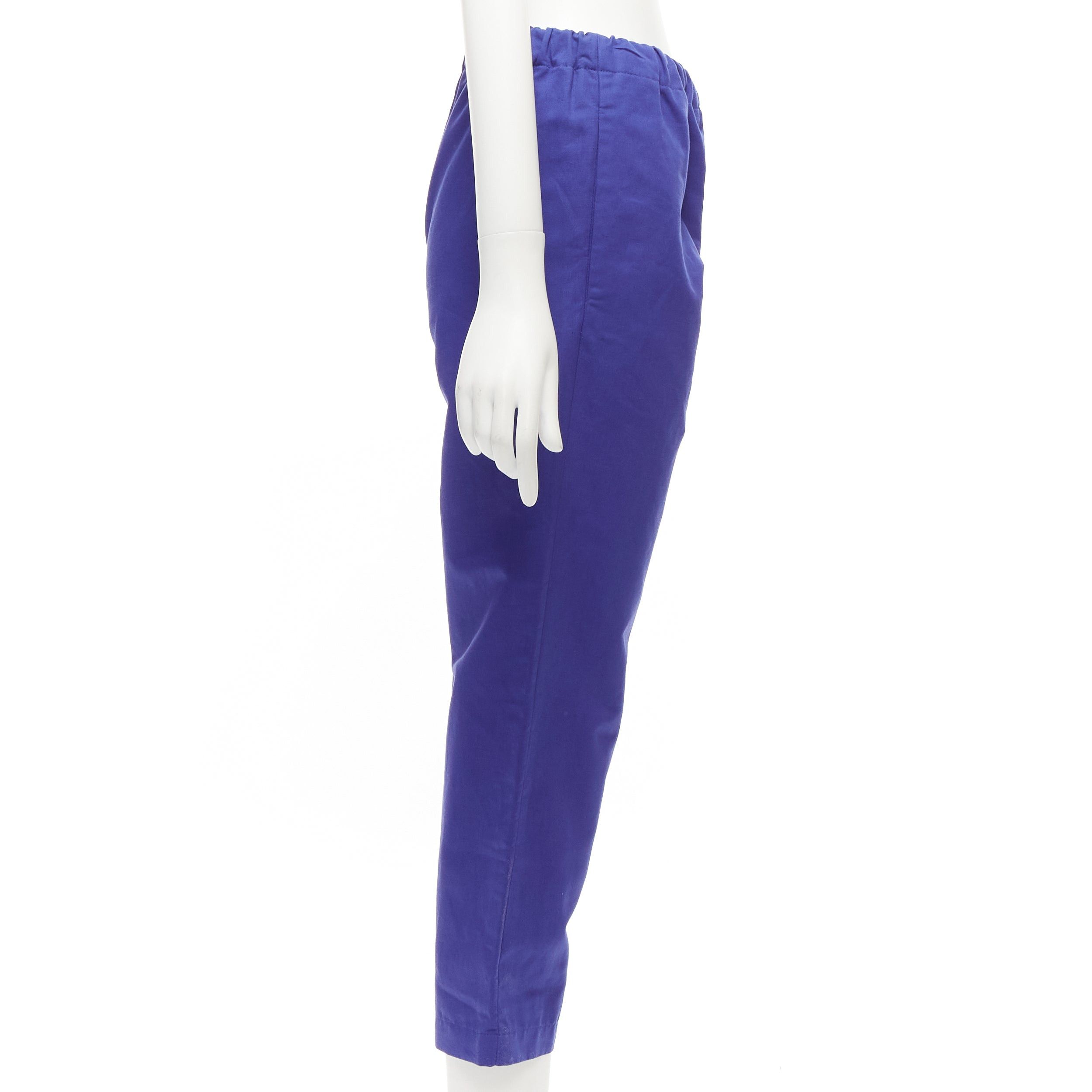 Marni MARNI cobalt blue cotton linen minimalistic drawstring cropped pants Size 27" / US 4 / IT 40 - 4 Thumbnail