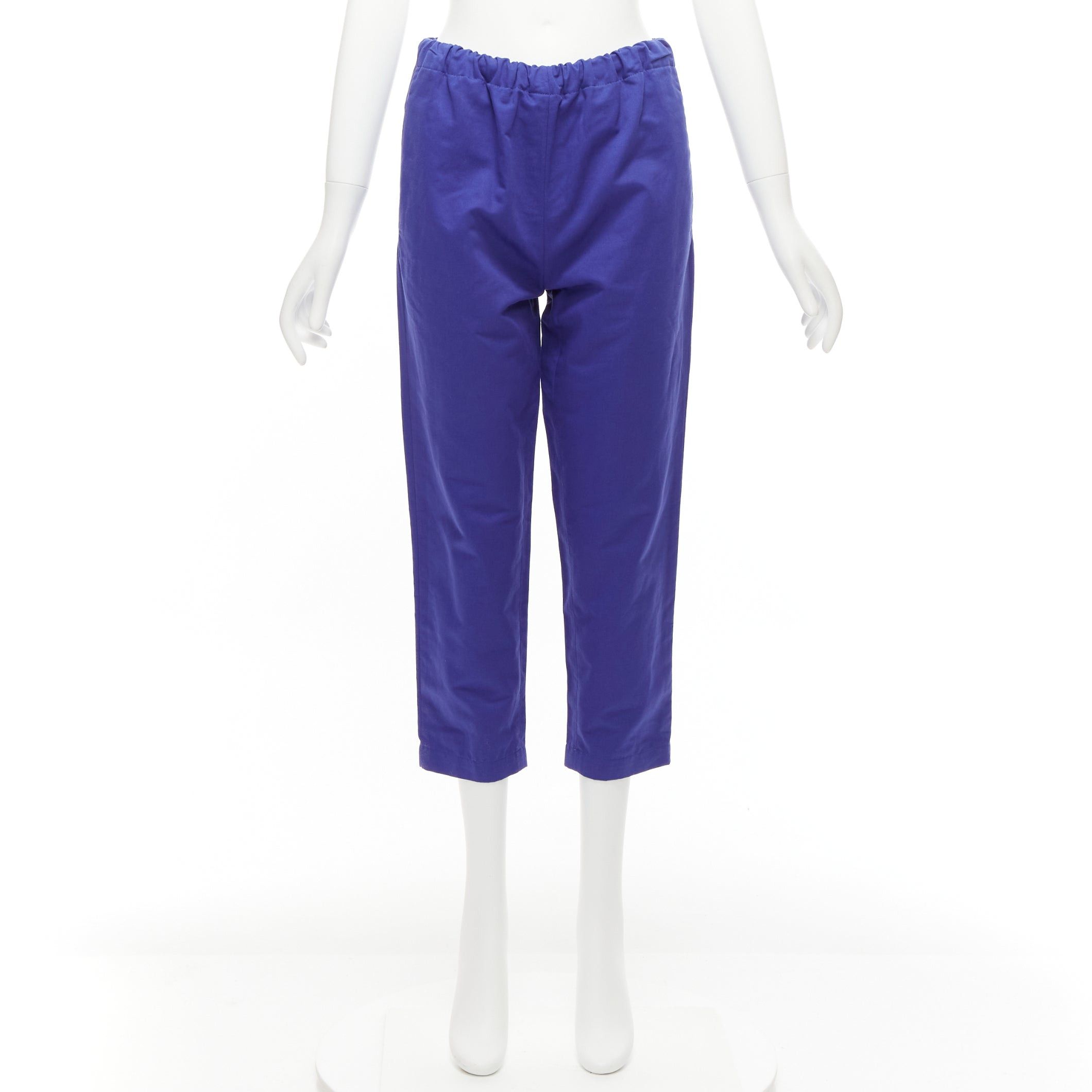 Marni MARNI cobalt blue cotton linen minimalistic drawstring cropped pants Size 27" / US 4 / IT 40 - 9 Thumbnail
