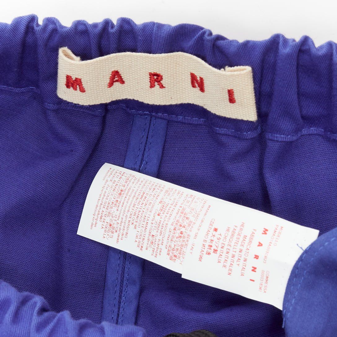 Marni MARNI cobalt blue cotton linen minimalistic drawstring cropped pants Size 27" / US 4 / IT 40 - 8 Thumbnail