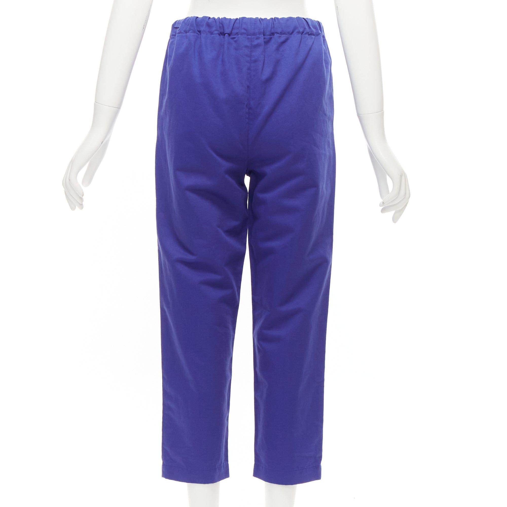 Marni MARNI cobalt blue cotton linen minimalistic drawstring cropped pants Size 27" / US 4 / IT 40 - 5 Thumbnail