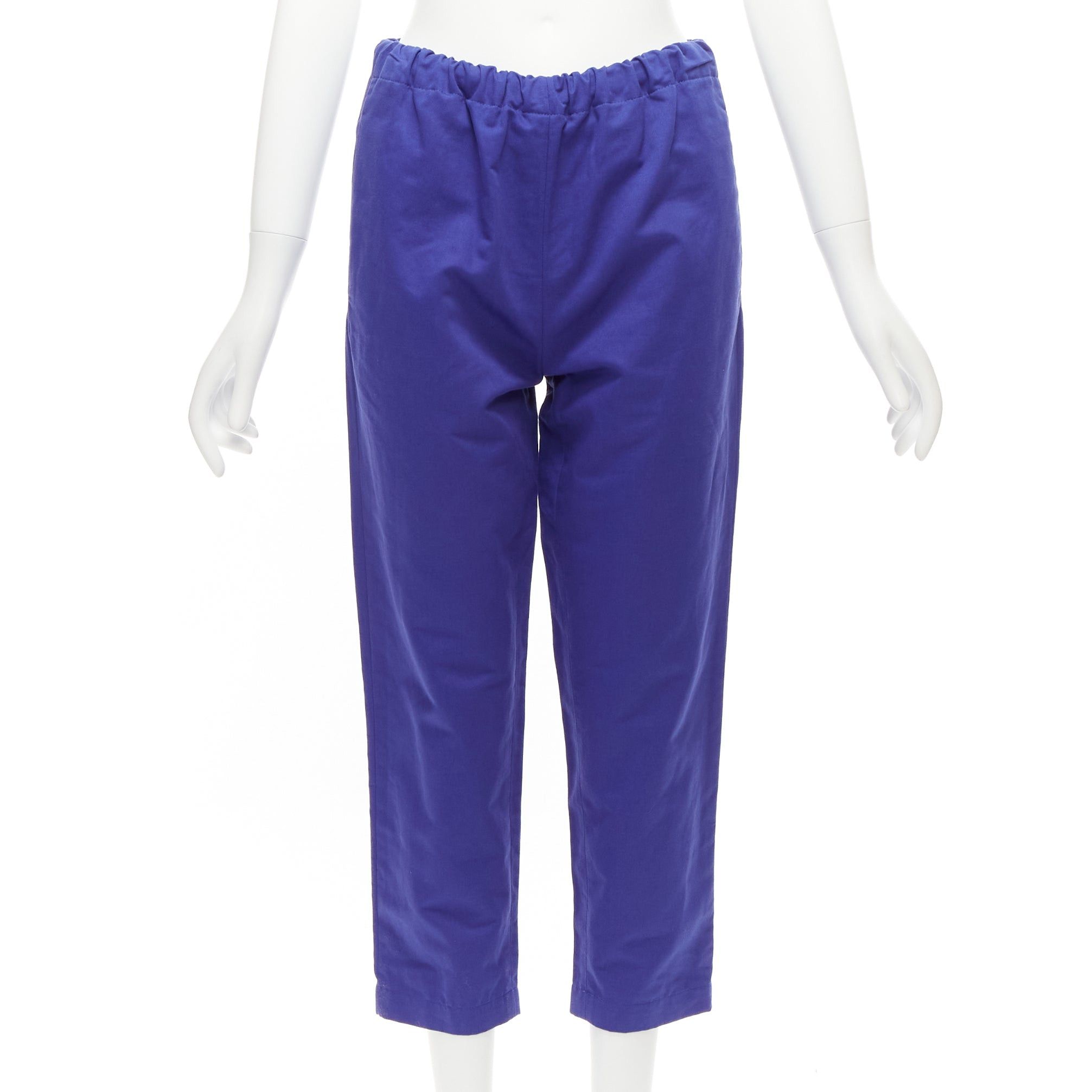 Marni MARNI cobalt blue cotton linen minimalistic drawstring cropped pants Size 27" / US 4 / IT 40 - 3 Thumbnail
