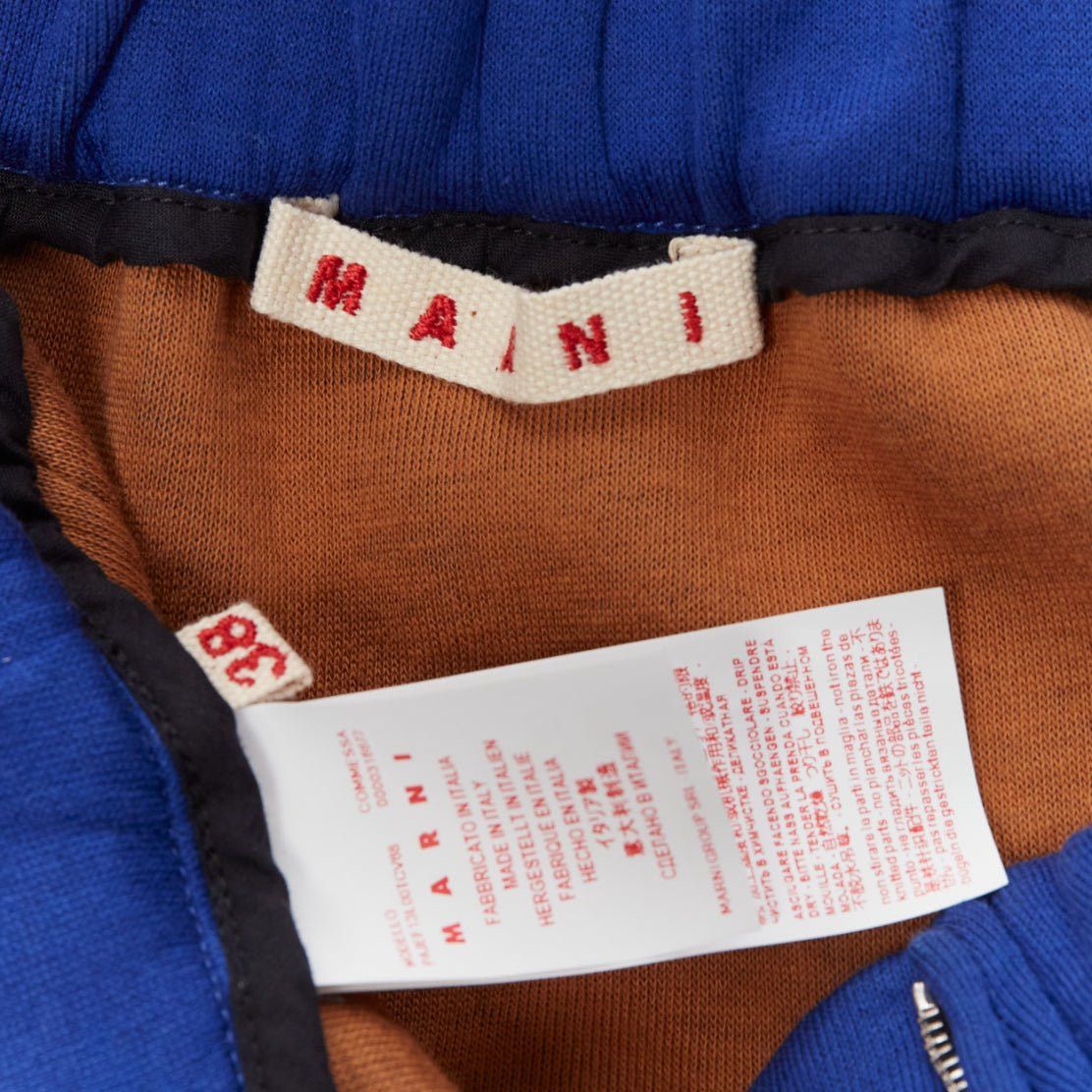 Marni MARNI blue cotton blend brown black tape tapered joggers IT38 XS Size 26" / US 2 / IT 38 - 8 Thumbnail