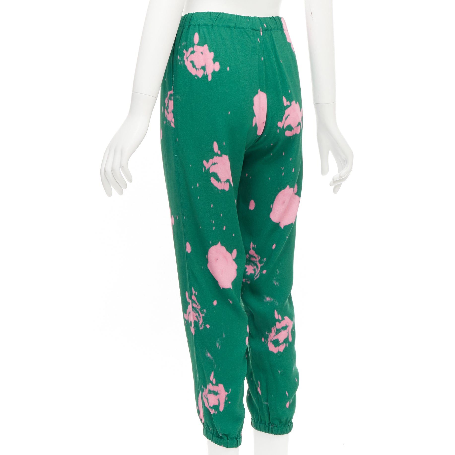 Marni MARNI green pink splatter tie dye print elasticated casual pants IT38 XS Size 26" / US 2 / IT 38 - 6 Thumbnail