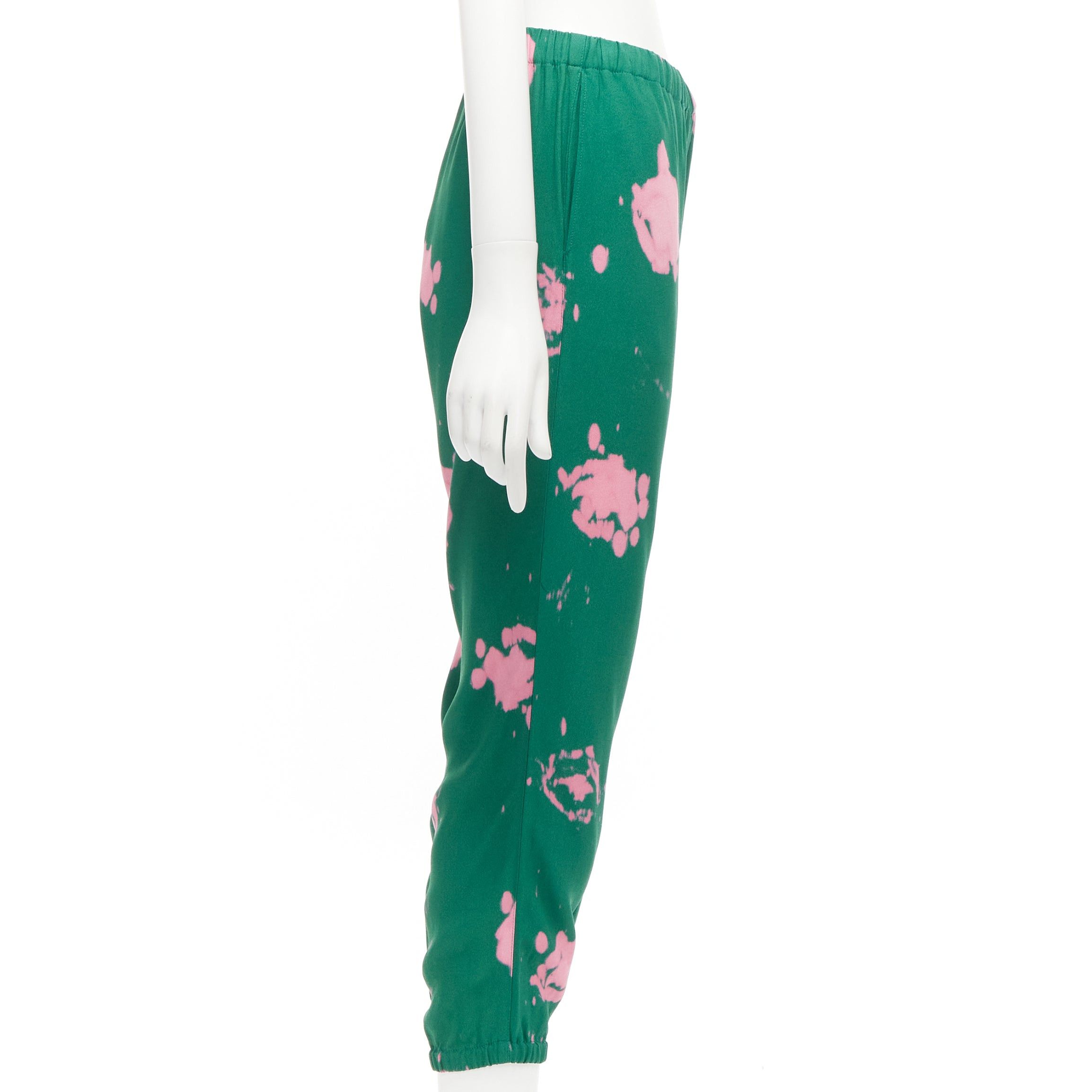 Marni MARNI green pink splatter tie dye print elasticated casual pants IT38 XS Size 26" / US 2 / IT 38 - 4 Thumbnail