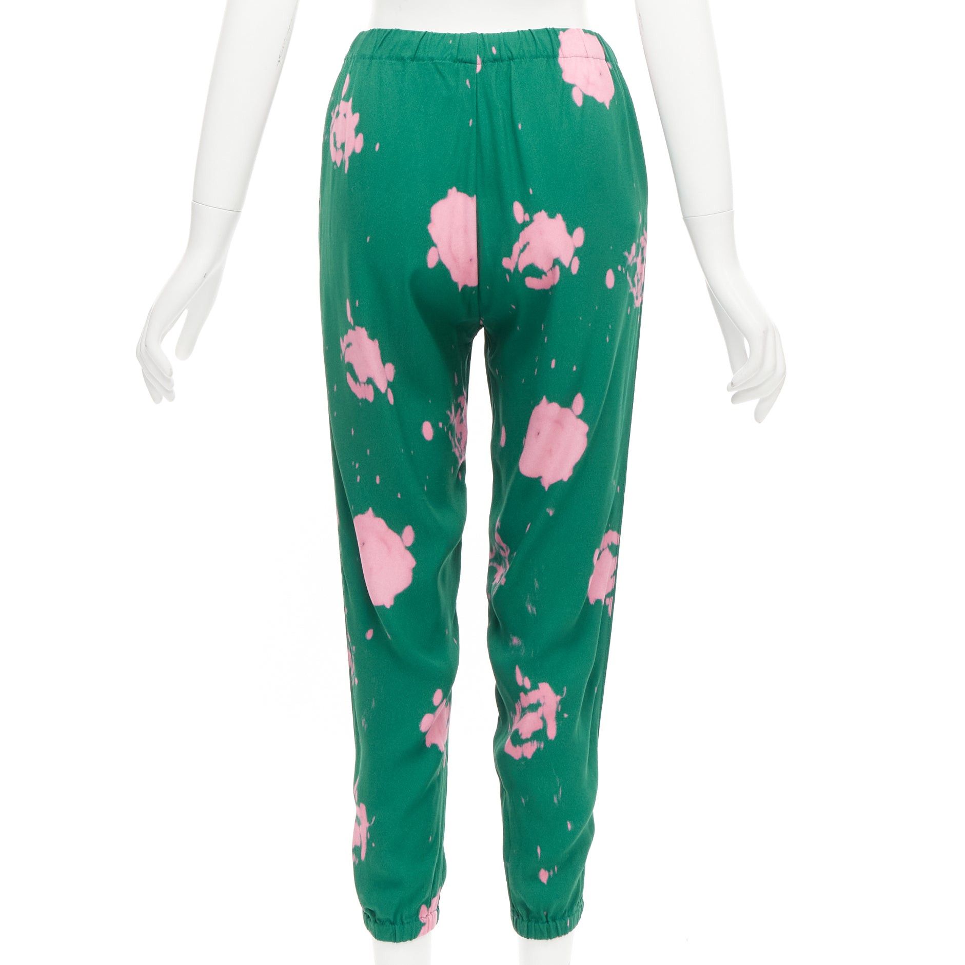 Marni MARNI green pink splatter tie dye print elasticated casual pants IT38 XS Size 26" / US 2 / IT 38 - 5 Thumbnail