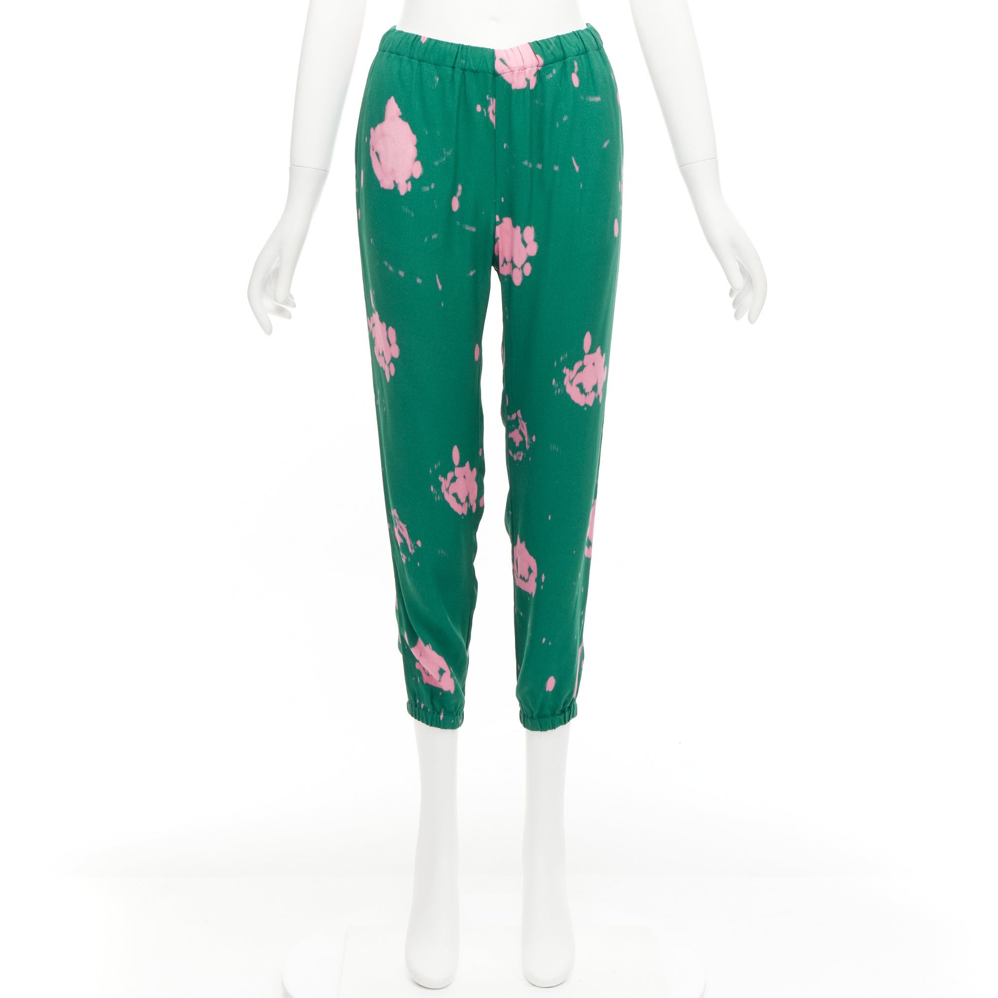 Marni MARNI green pink splatter tie dye print elasticated casual pants IT38 XS Size 26" / US 2 / IT 38 - 9 Thumbnail