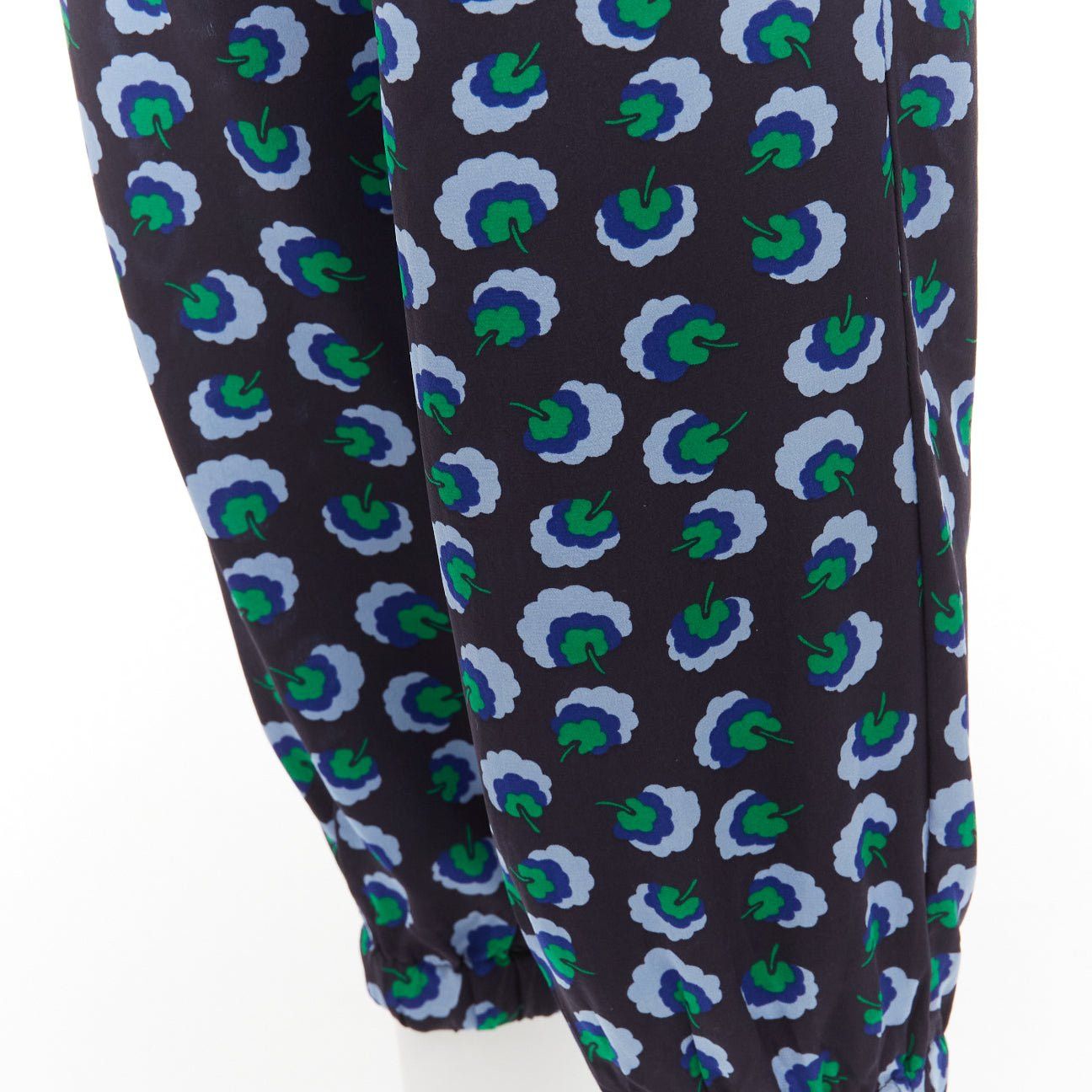 Stella McCartney STELLA MCCARTNEY 2014 blue green 100% silk graphic floral web band pants IT36 XXS Size 25" / US 0 / IT 36 - 7 Thumbnail