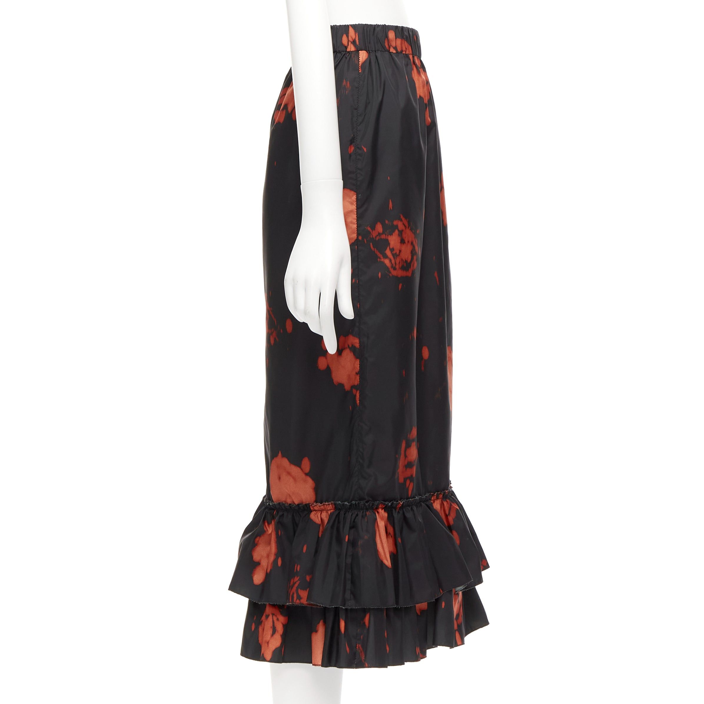 Marni MARNI black red splatter tie dye print tiered ruffle hem midi skirt IT38 XS Size 26" / US 2 / IT 38 - 4 Thumbnail