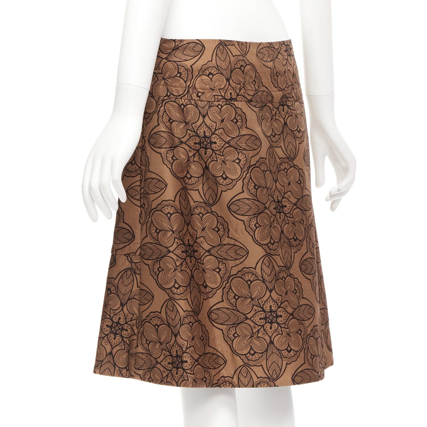 Marni MARNI brown cotton silk blend floral illustration jersey lined skirt IT40 S Size 27" / US 4 / IT 40 - 6 Thumbnail
