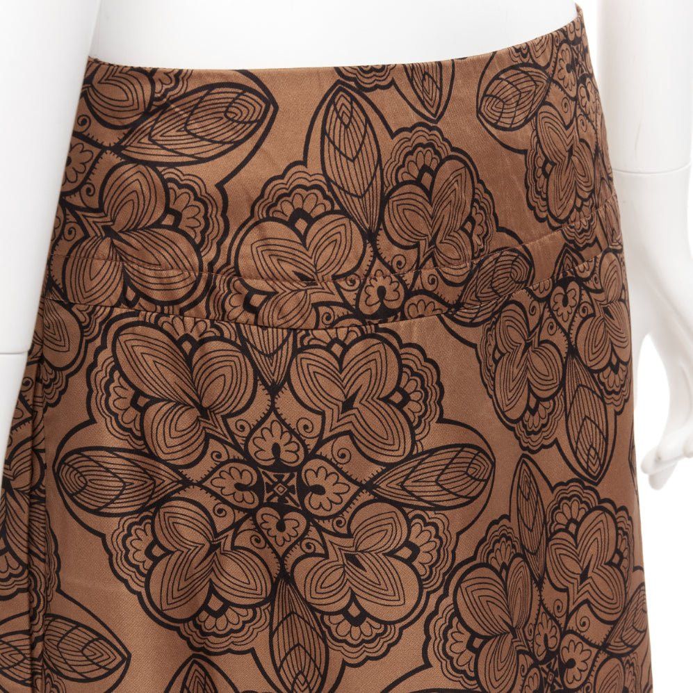 Marni MARNI brown cotton silk blend floral illustration jersey lined skirt IT40 S Size 27" / US 4 / IT 40 - 7 Thumbnail