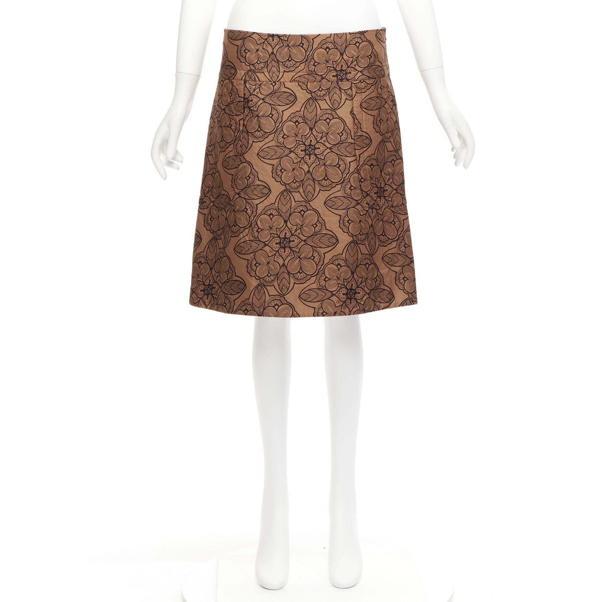 Marni MARNI brown cotton silk blend floral illustration jersey lined skirt IT40 S Size 27" / US 4 / IT 40 - 9 Thumbnail