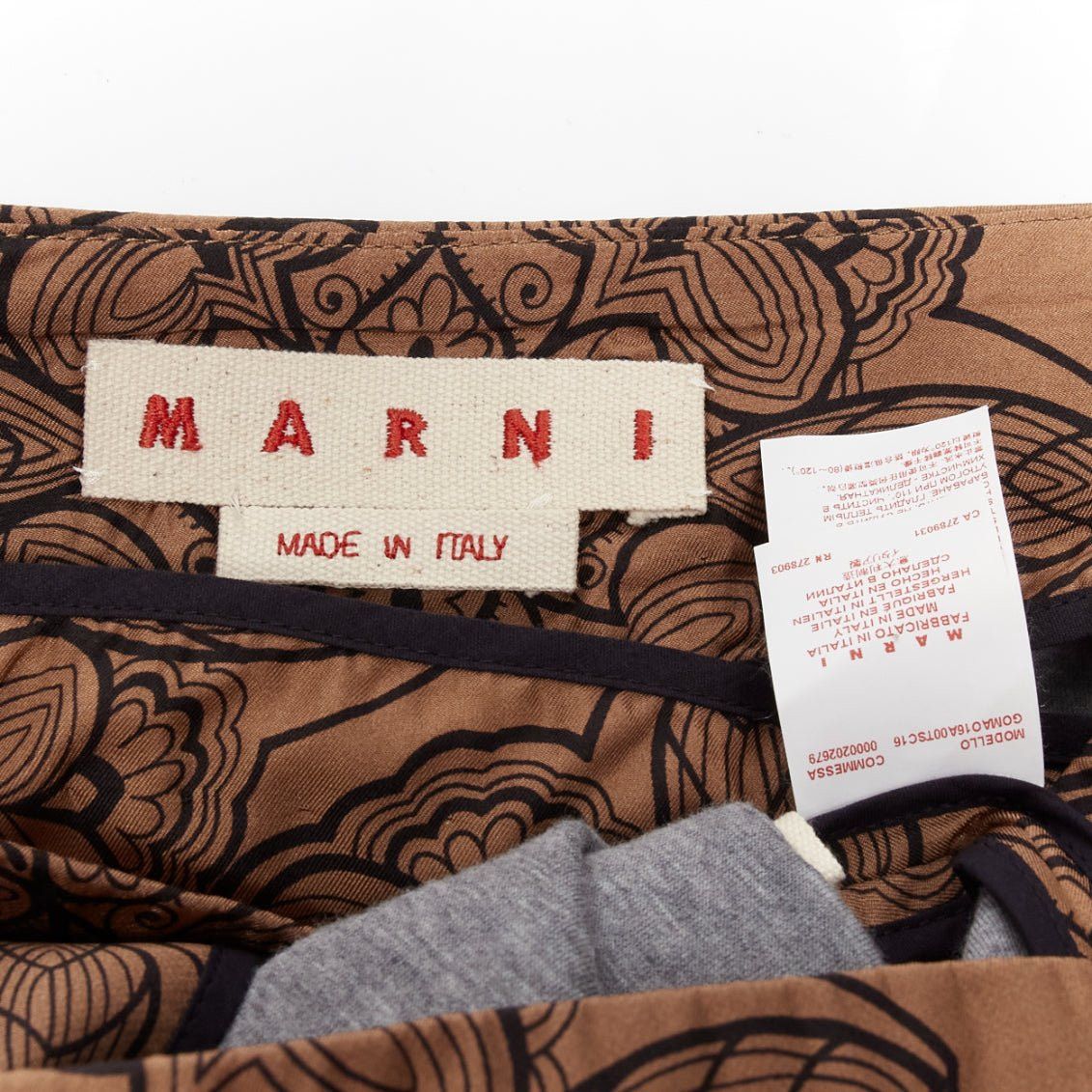 Marni MARNI brown cotton silk blend floral illustration jersey lined skirt IT40 S Size 27" / US 4 / IT 40 - 8 Thumbnail