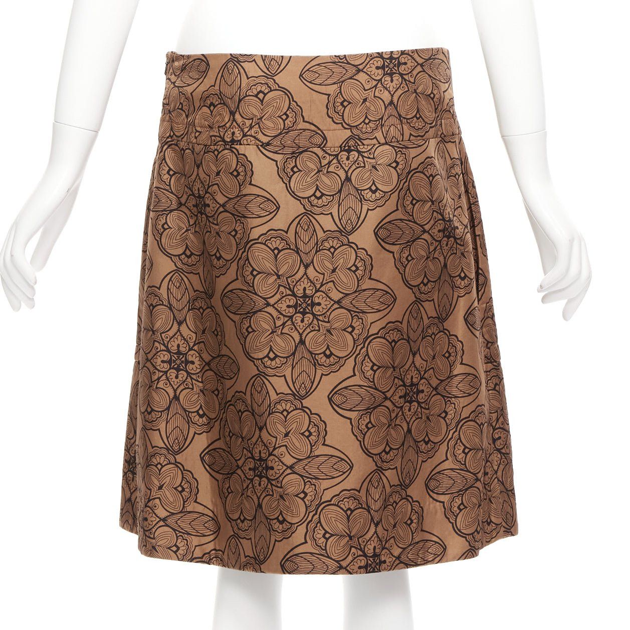 Marni MARNI brown cotton silk blend floral illustration jersey lined skirt IT40 S Size 27" / US 4 / IT 40 - 5 Thumbnail