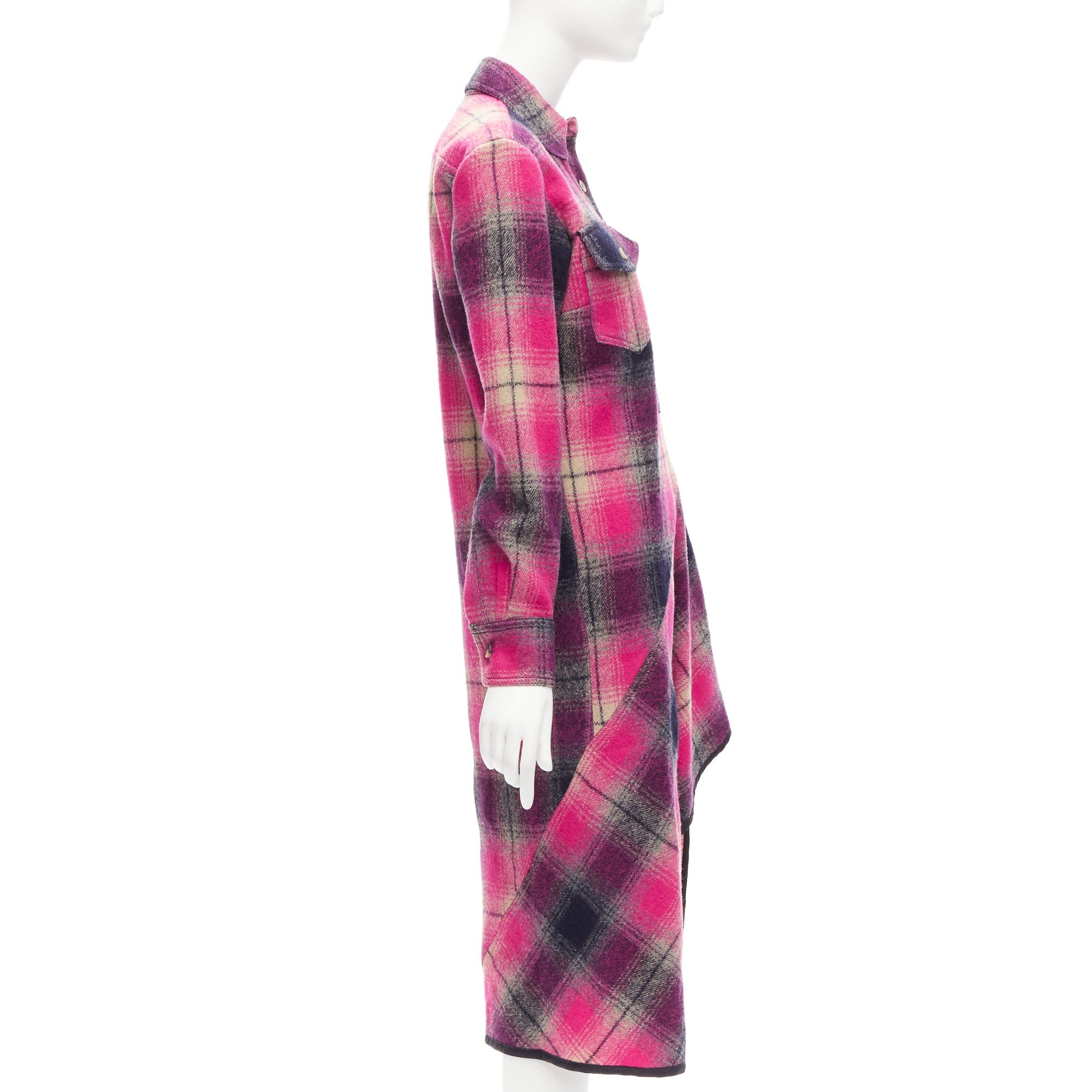 Dries Van Noten DRIES VAN NOTEN 100% wool black pink plaid bias splice hem dress FR34 XS Size XS / US 0-2 / IT 36-38 - 4 Thumbnail