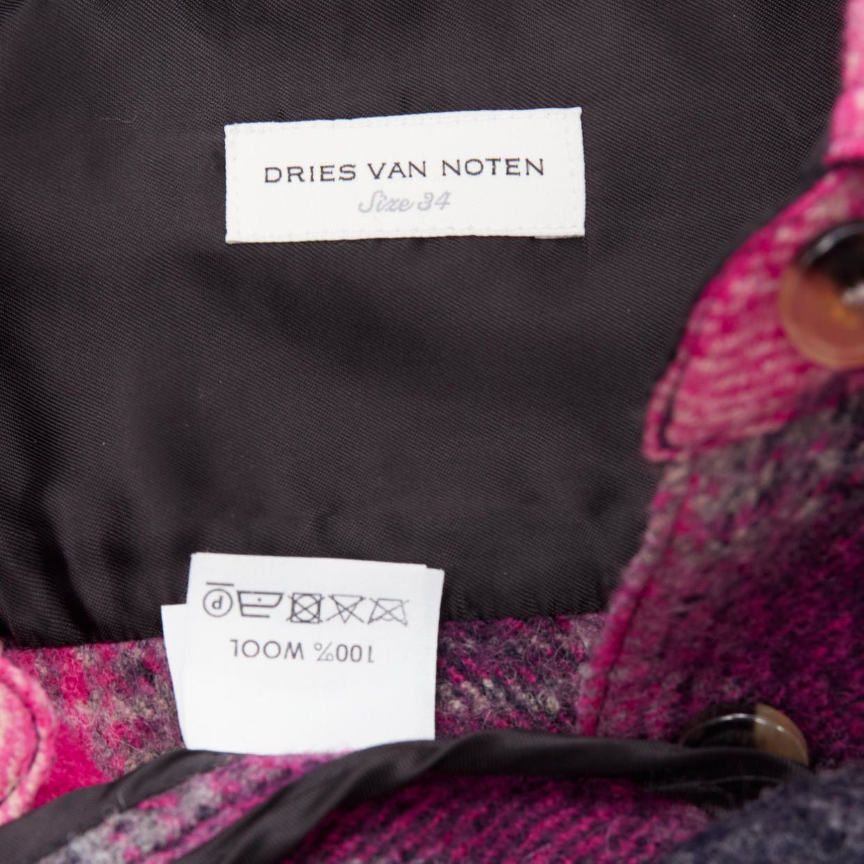 Dries Van Noten DRIES VAN NOTEN 100% wool black pink plaid bias splice hem dress FR34 XS Size XS / US 0-2 / IT 36-38 - 8 Thumbnail