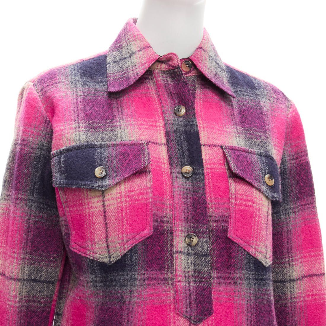 Dries Van Noten DRIES VAN NOTEN 100% wool black pink plaid bias splice hem dress FR34 XS Size XS / US 0-2 / IT 36-38 - 2 Thumbnail