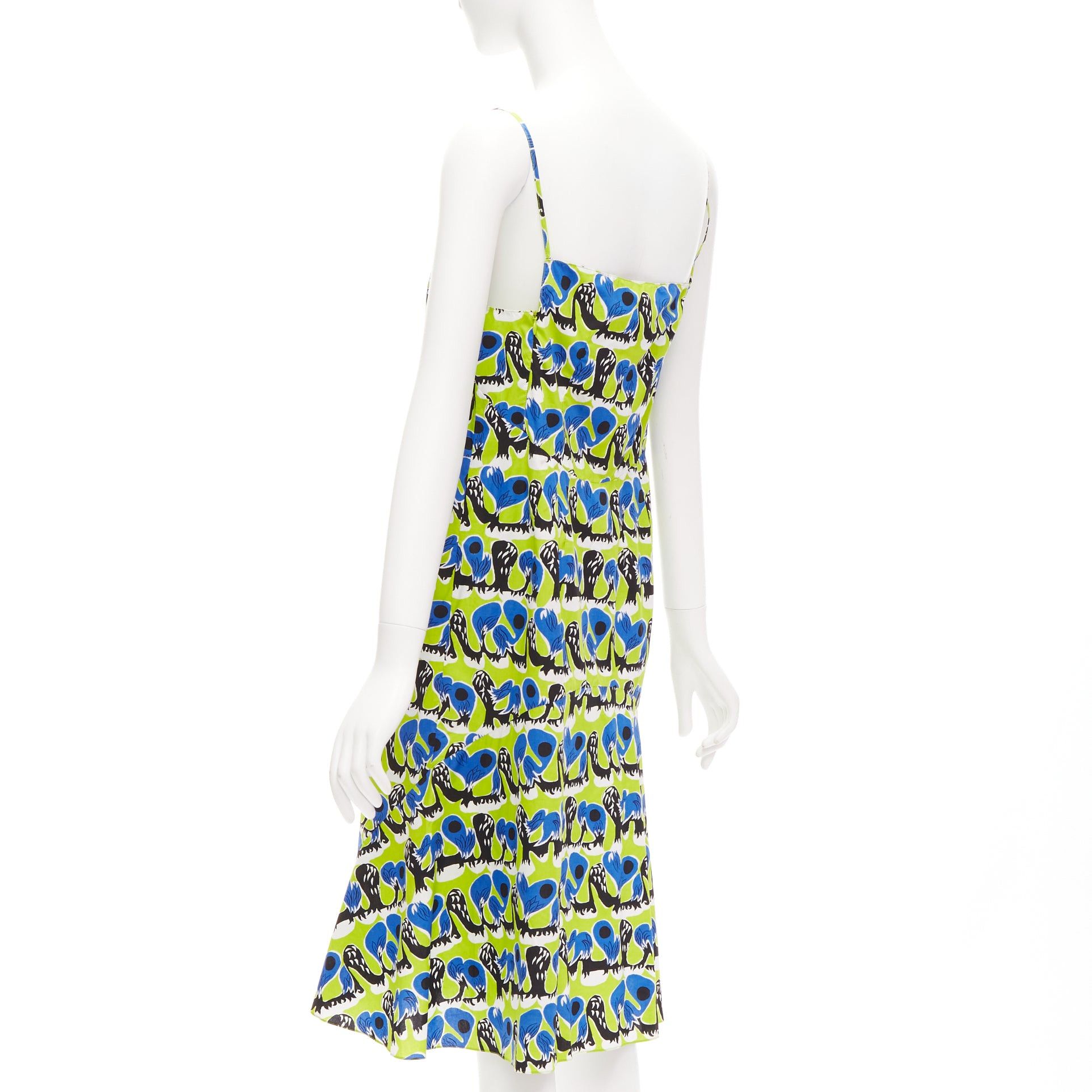 Marni MARNI green blue geometric print cotton kick flared summer dress IT42 M Size M / US 6-8 / IT 42-44 - 6 Thumbnail