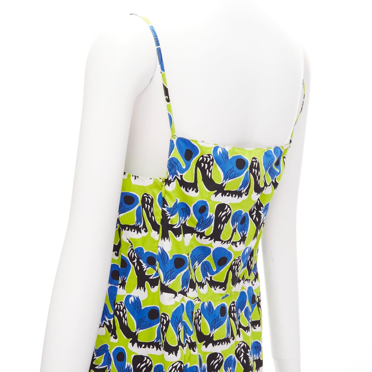 Marni MARNI green blue geometric print cotton kick flared summer dress IT42 M Size M / US 6-8 / IT 42-44 - 7 Thumbnail