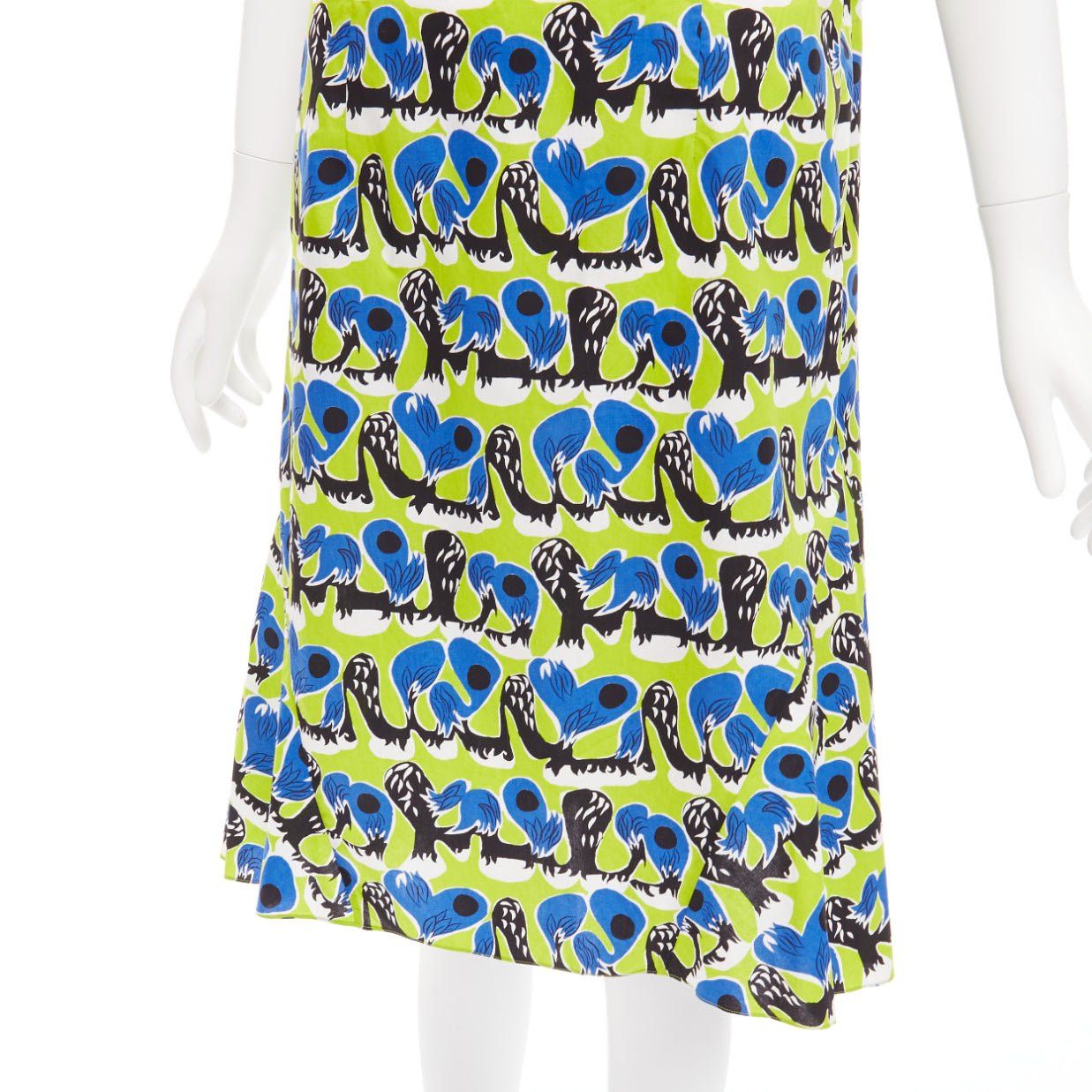 Marni MARNI green blue geometric print cotton kick flared summer dress IT42 M Size M / US 6-8 / IT 42-44 - 2 Thumbnail