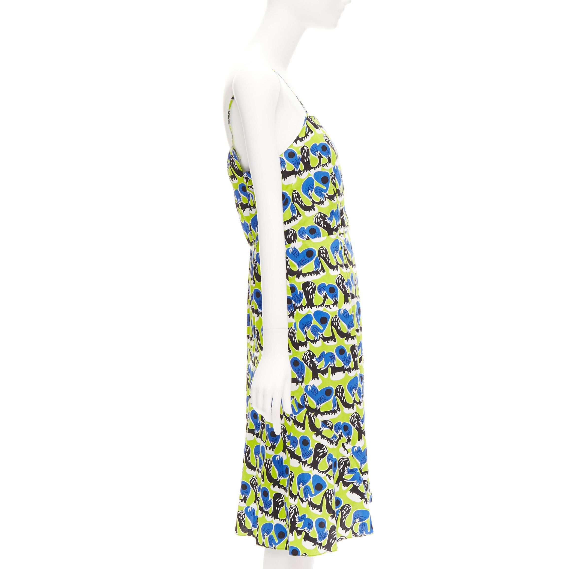 Marni MARNI green blue geometric print cotton kick flared summer dress IT42 M Size M / US 6-8 / IT 42-44 - 4 Thumbnail