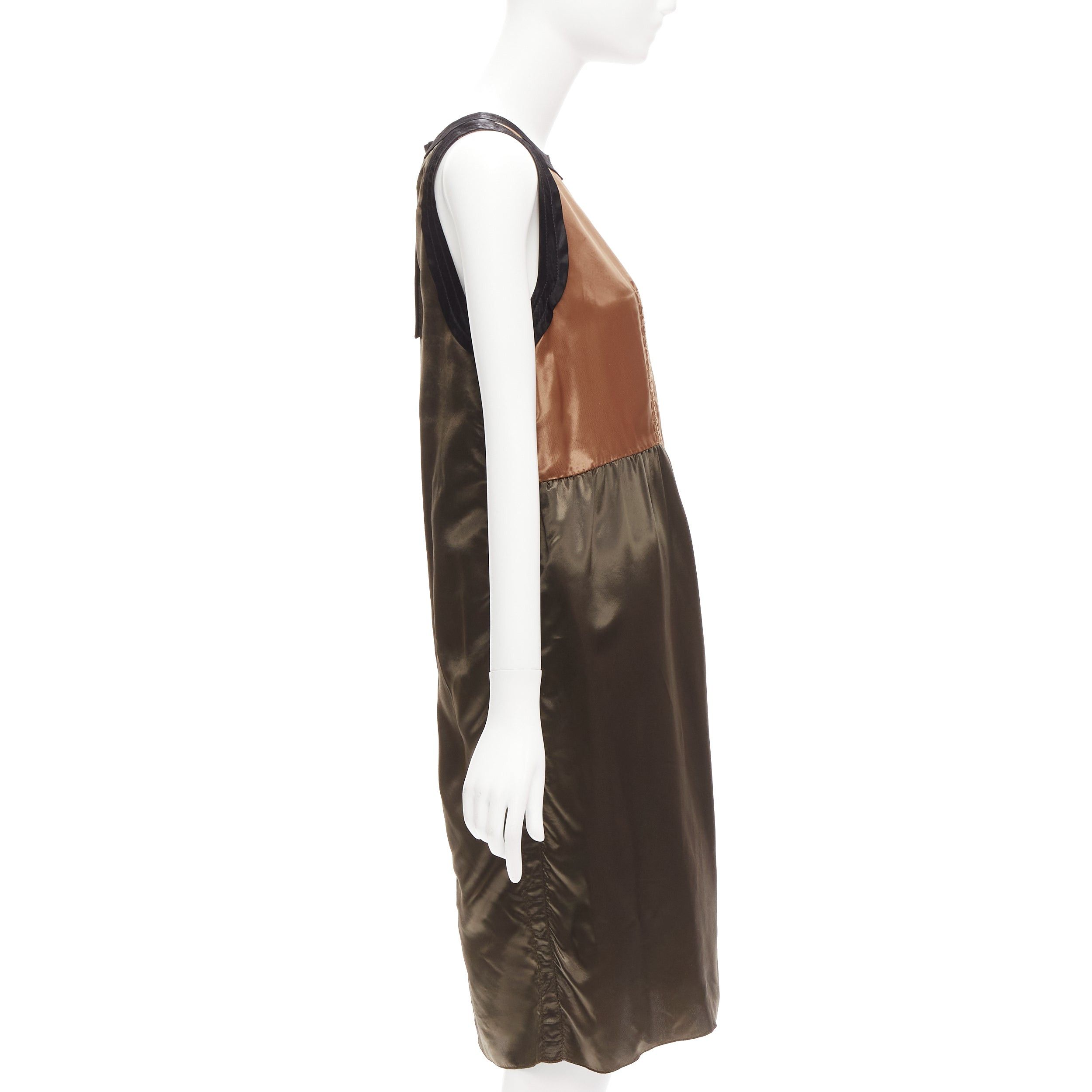 Marni MARNI 2011 bronze brown satin colorblocked sleeveless dress IT40 S Size S / US 4 / IT 40 - 4 Thumbnail