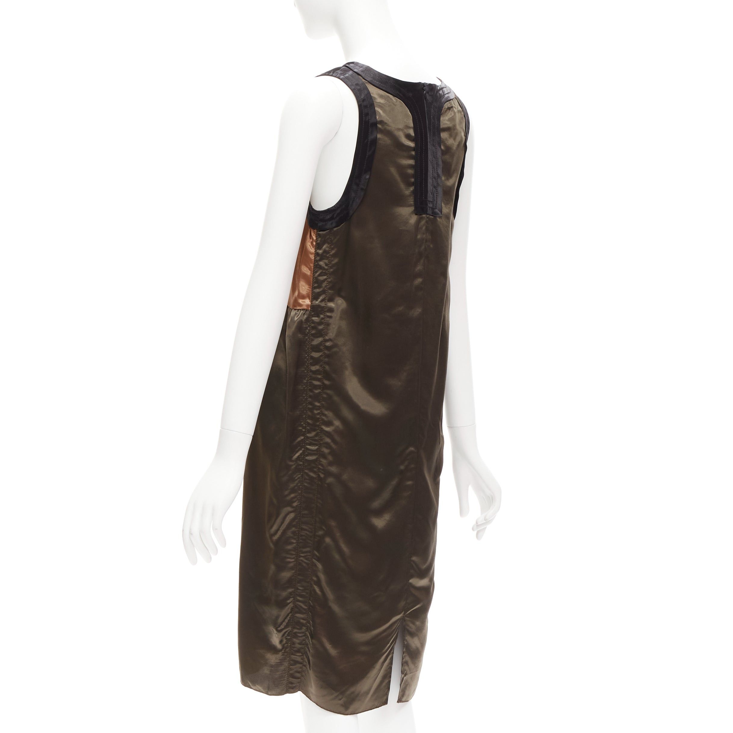 Marni MARNI 2011 bronze brown satin colorblocked sleeveless dress IT40 S Size S / US 4 / IT 40 - 6 Thumbnail