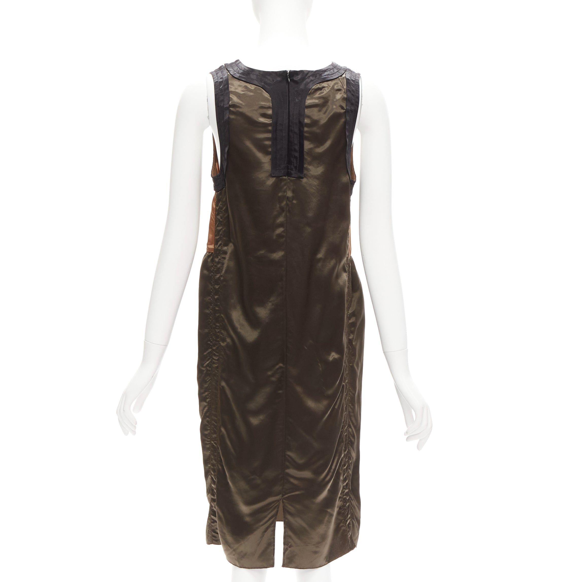 Marni MARNI 2011 bronze brown satin colorblocked sleeveless dress IT40 S Size S / US 4 / IT 40 - 5 Thumbnail