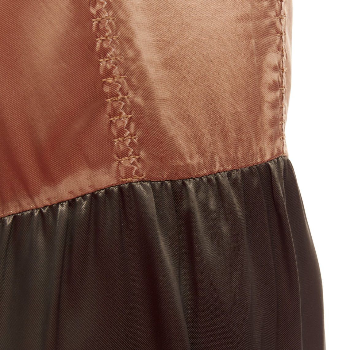 Marni MARNI 2011 bronze brown satin colorblocked sleeveless dress IT40 S Size S / US 4 / IT 40 - 2 Thumbnail