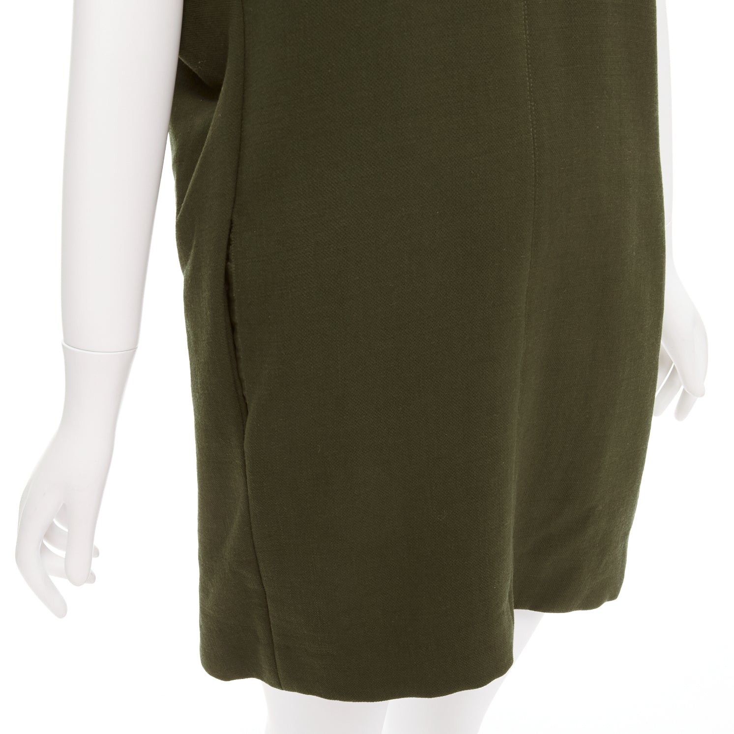 Marni MARNI 100% virgin wool olive silk lined V neck boxy mini dress IT40 S Size S / US 4 / IT 40 - 2 Thumbnail