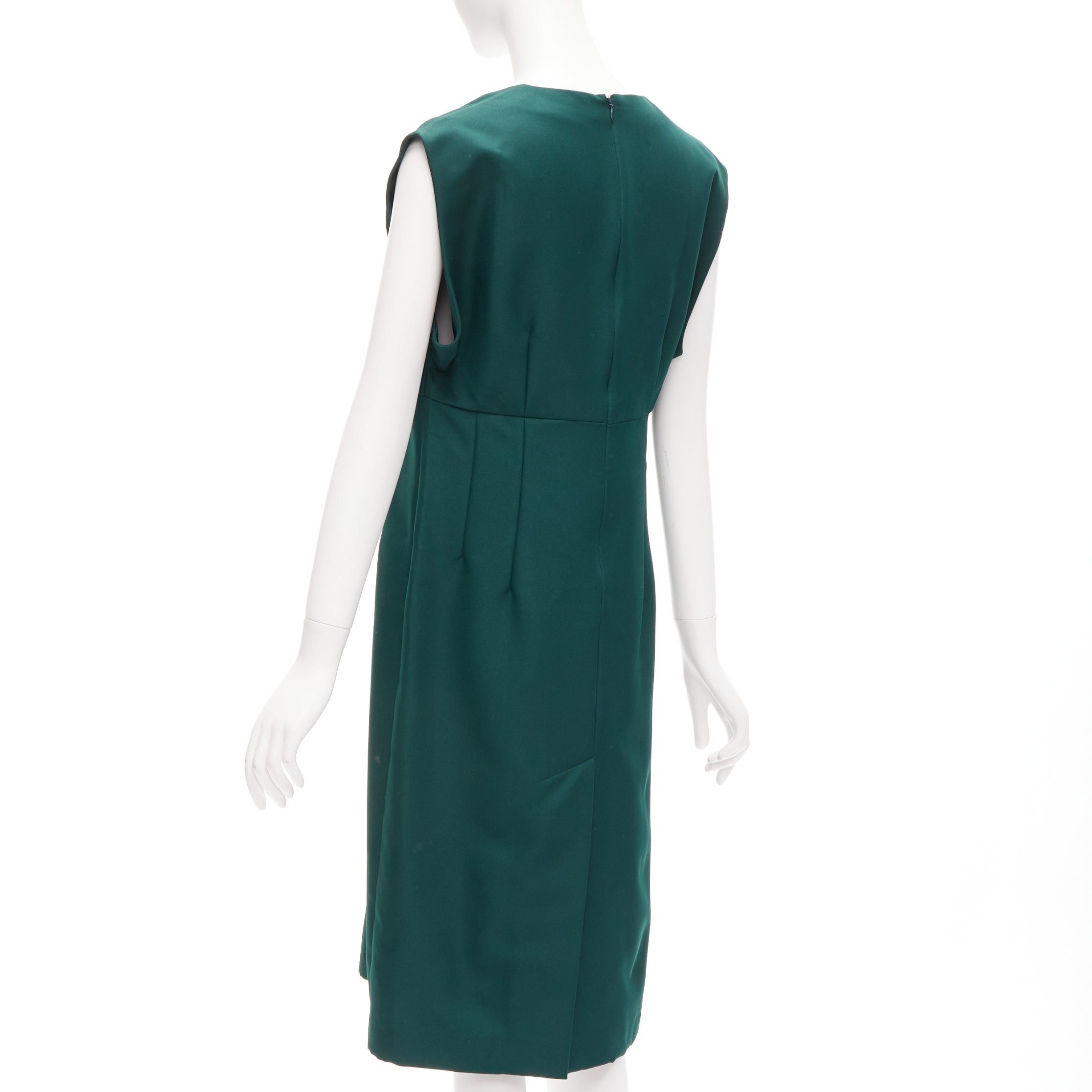 Marni MARNI green twill V neck dart pleat waist sleeveless boxy dress IT40 S Size S / US 4 / IT 40 - 6 Thumbnail