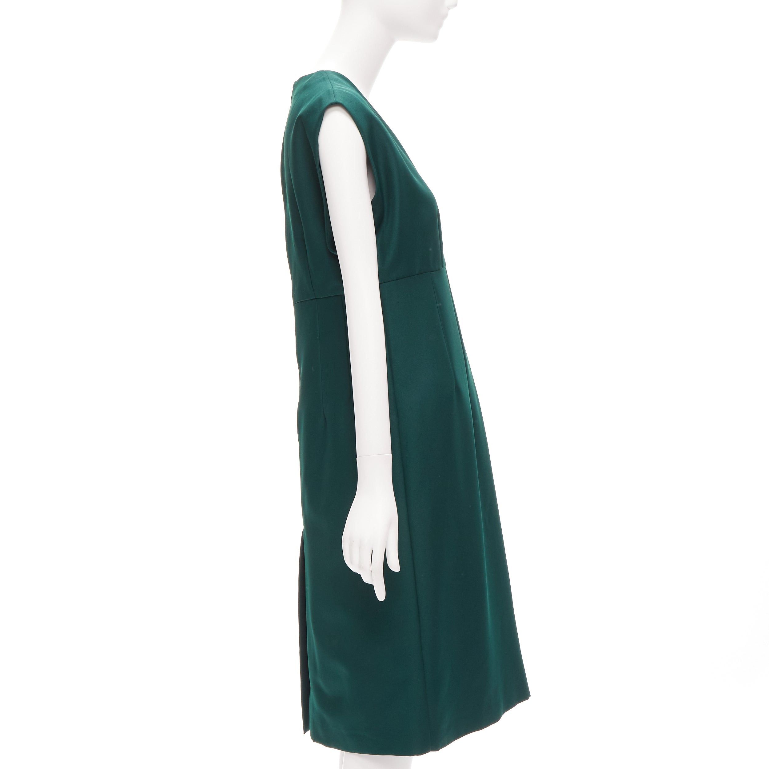 Marni MARNI green twill V neck dart pleat waist sleeveless boxy dress IT40 S Size S / US 4 / IT 40 - 4 Thumbnail