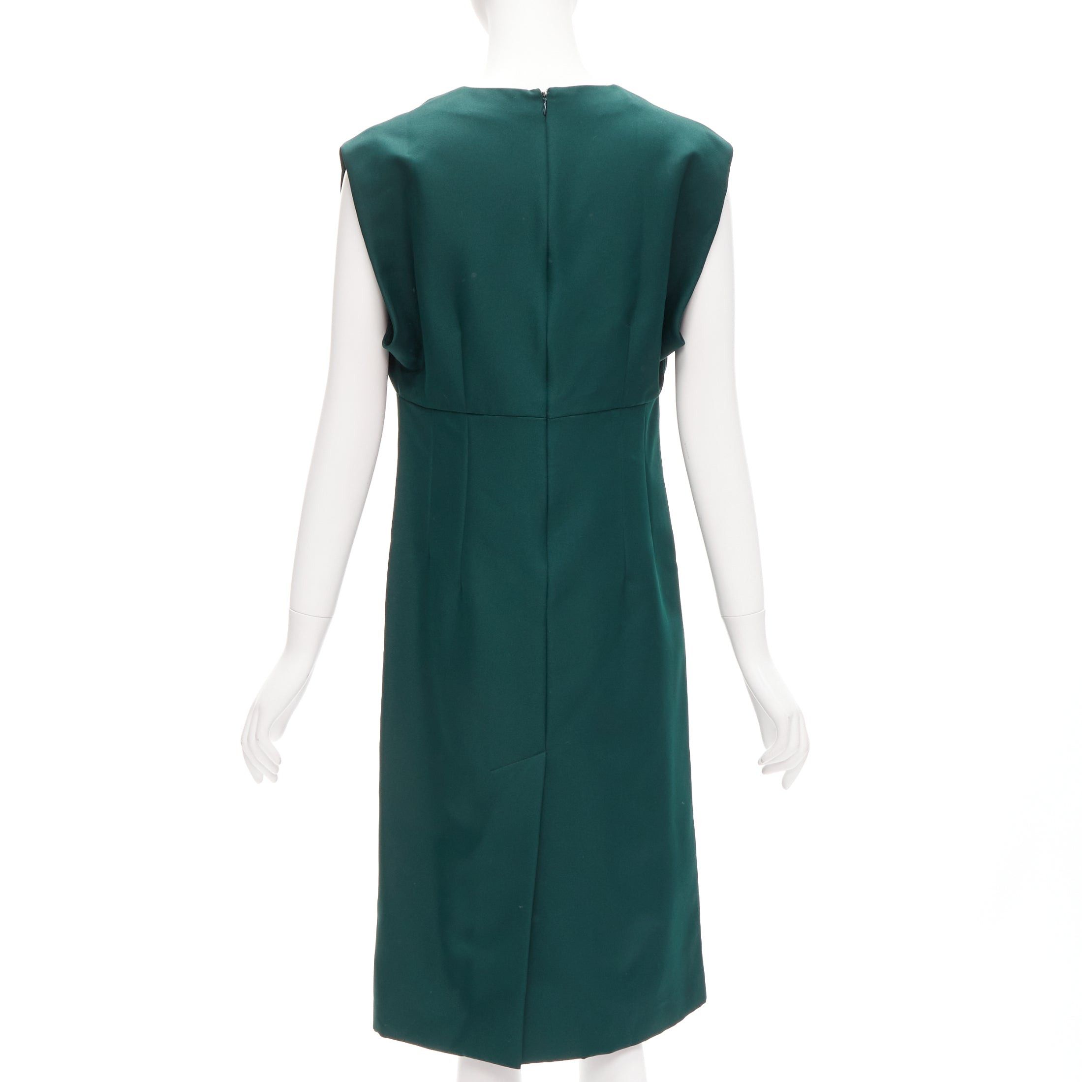 Marni MARNI green twill V neck dart pleat waist sleeveless boxy dress IT40 S Size S / US 4 / IT 40 - 5 Thumbnail