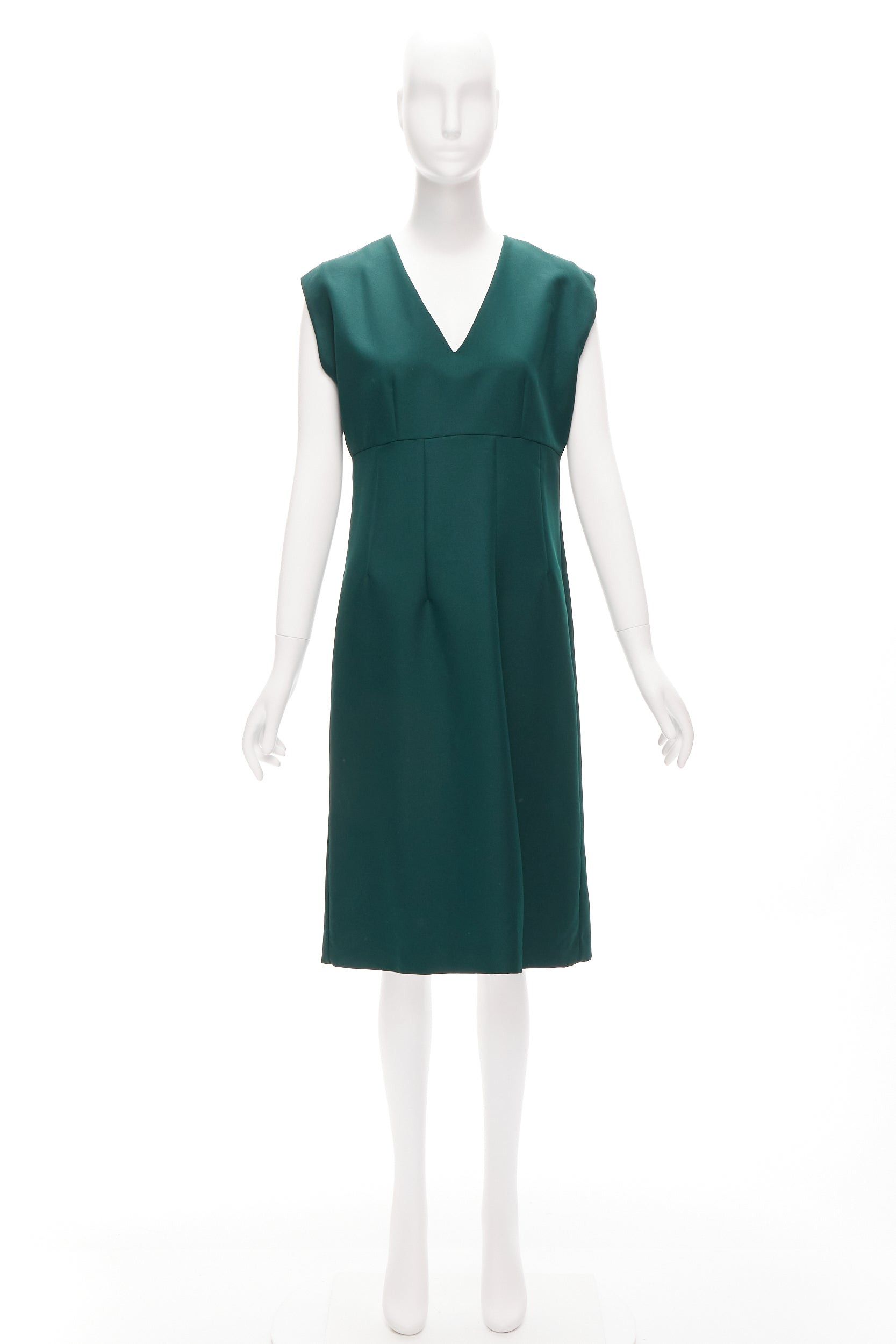Marni MARNI green twill V neck dart pleat waist sleeveless boxy dress IT40 S Size S / US 4 / IT 40 - 9 Thumbnail