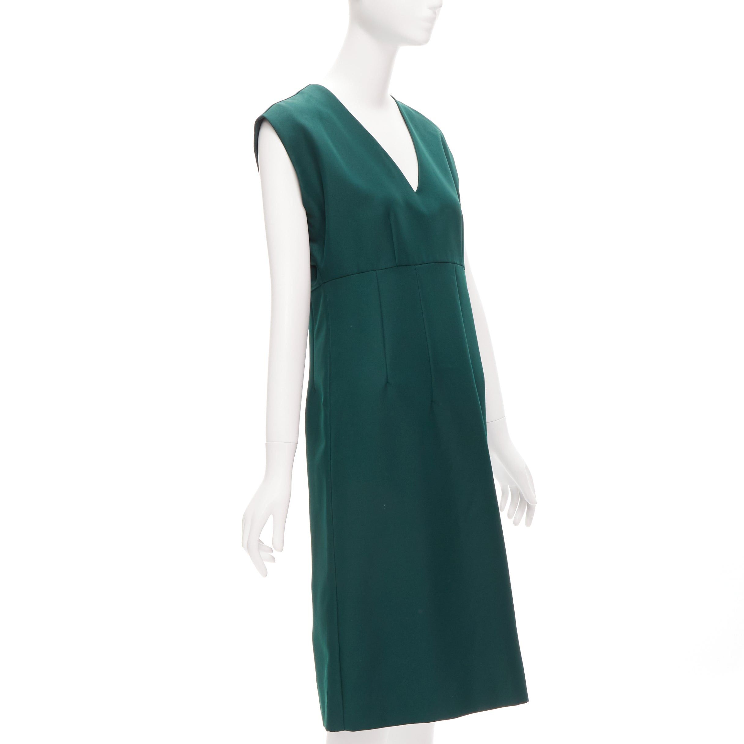 Marni MARNI green twill V neck dart pleat waist sleeveless boxy dress IT40 S Size S / US 4 / IT 40 - 3 Thumbnail