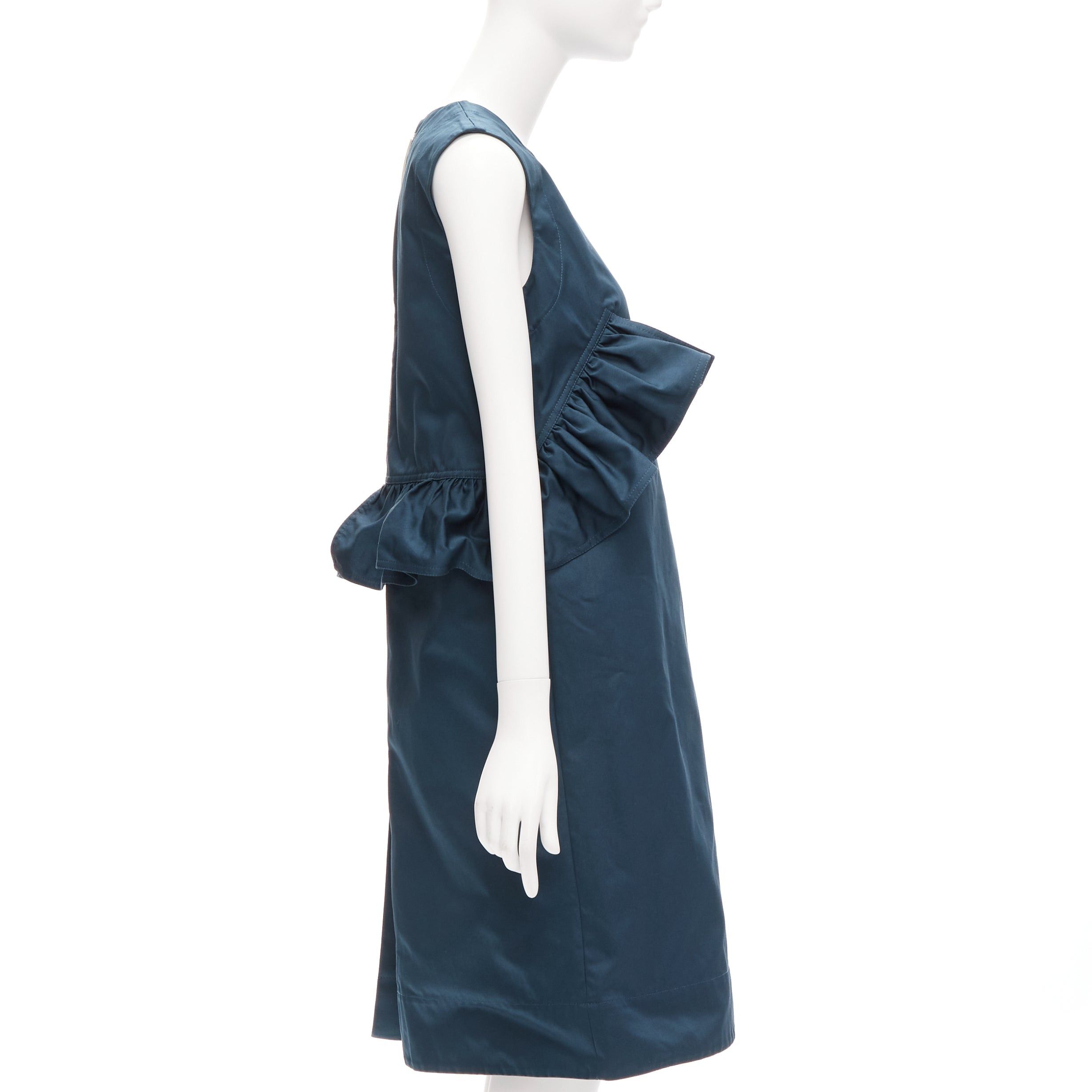 Marni MARNI teal blue ruffle waist round neck cocktail dress IT38 XS Size XS / US 0-2 / IT 36-38 - 4 Thumbnail