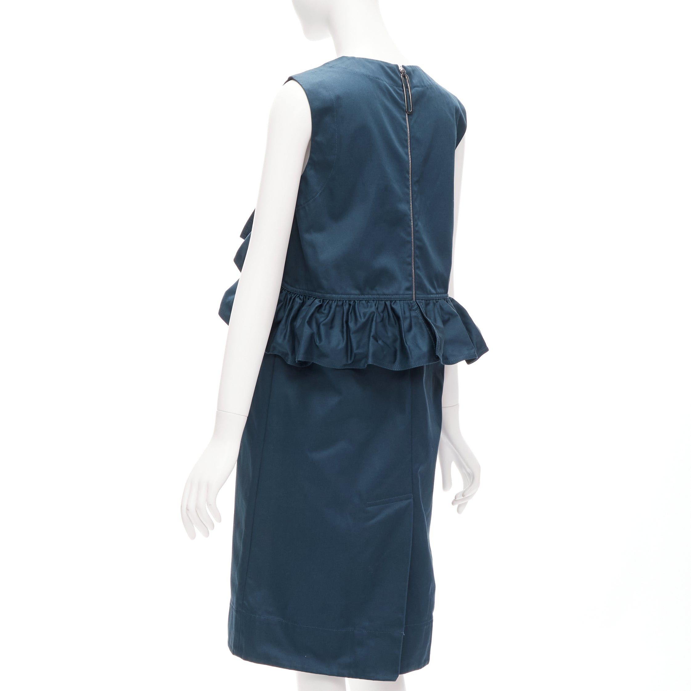 Marni MARNI teal blue ruffle waist round neck cocktail dress IT38 XS Size XS / US 0-2 / IT 36-38 - 6 Thumbnail