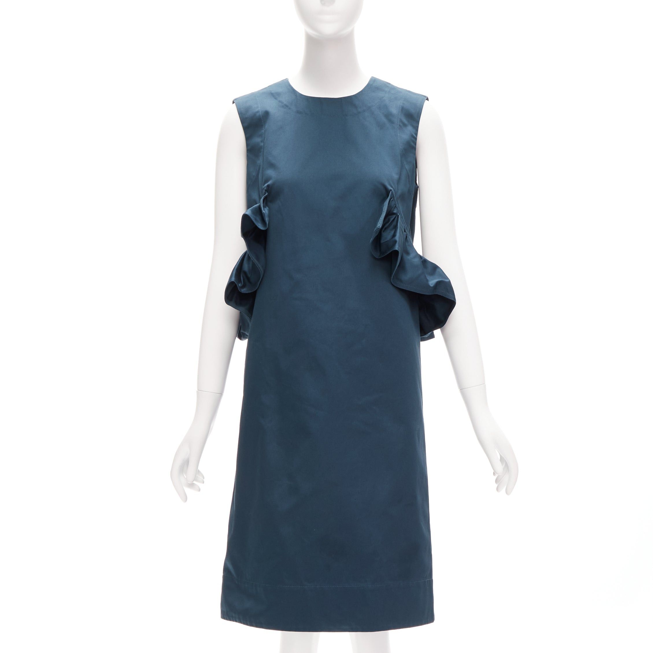 Marni MARNI teal blue ruffle waist round neck cocktail dress IT38 XS Size XS / US 0-2 / IT 36-38 - 3 Thumbnail