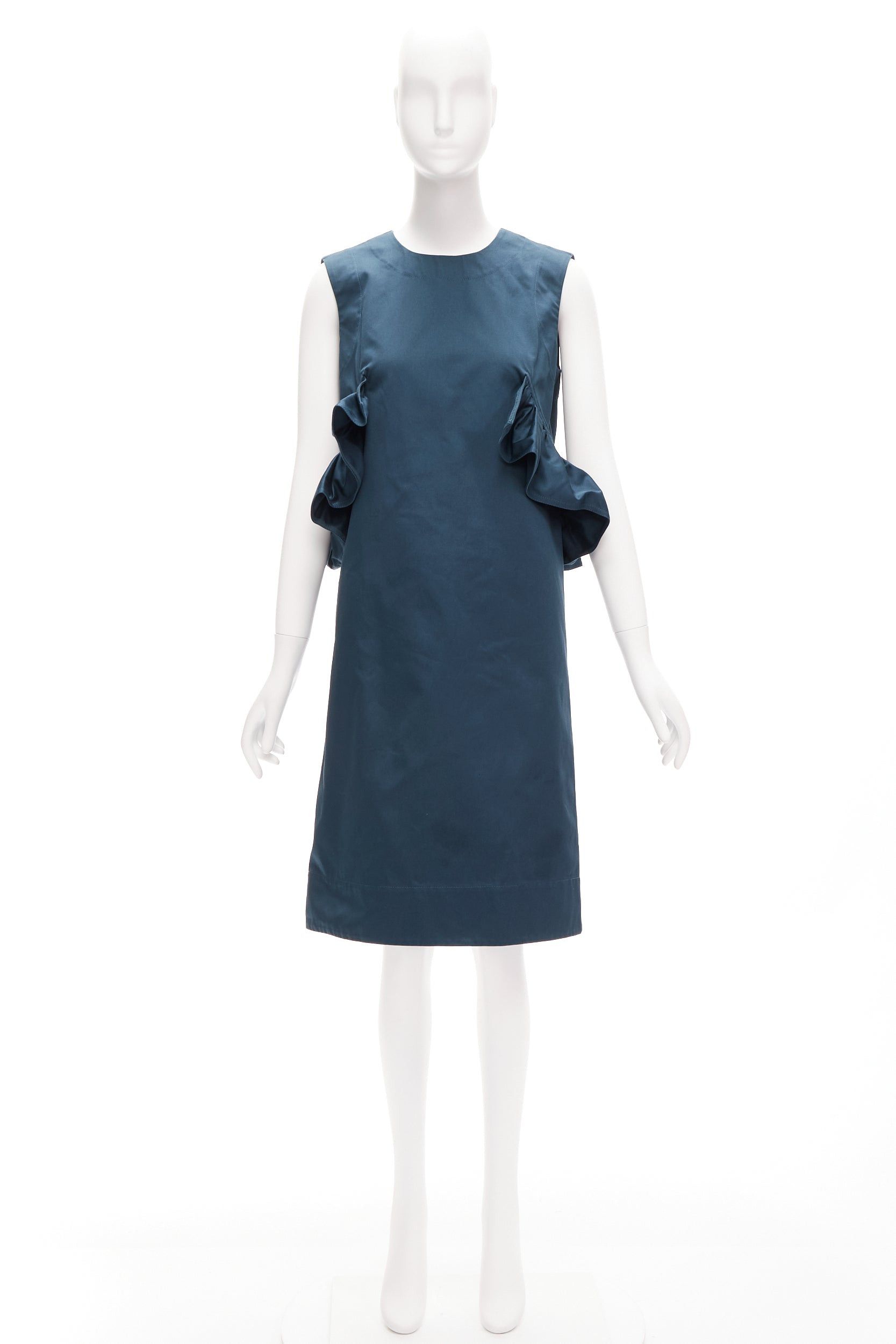 Marni MARNI teal blue ruffle waist round neck cocktail dress IT38 XS Size XS / US 0-2 / IT 36-38 - 9 Thumbnail